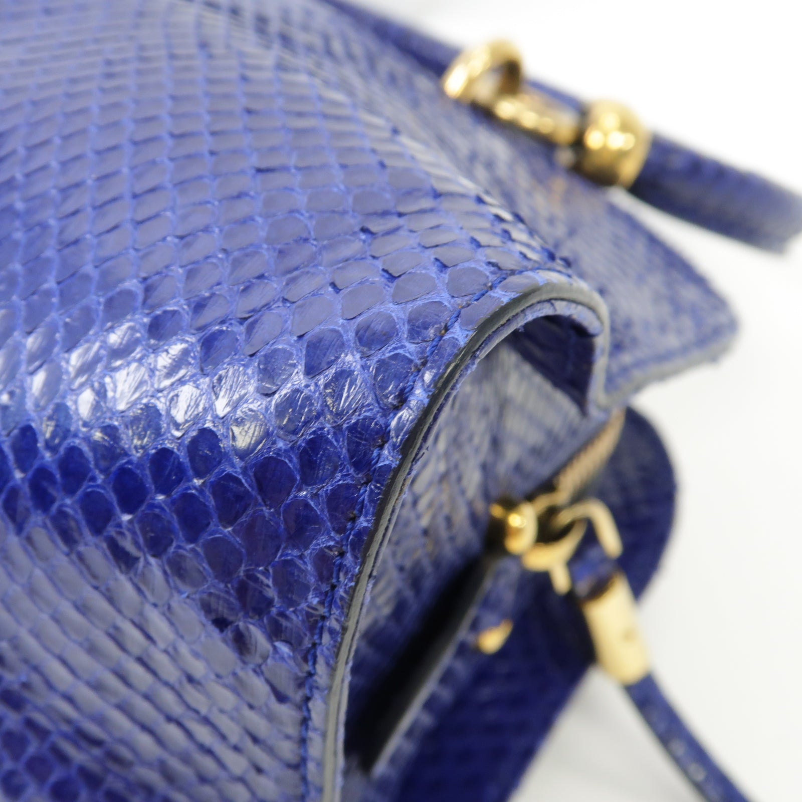 TOD’S 蛇皮皮革2way Shoulder Bag金扣手挽肩背兩用袋藍色