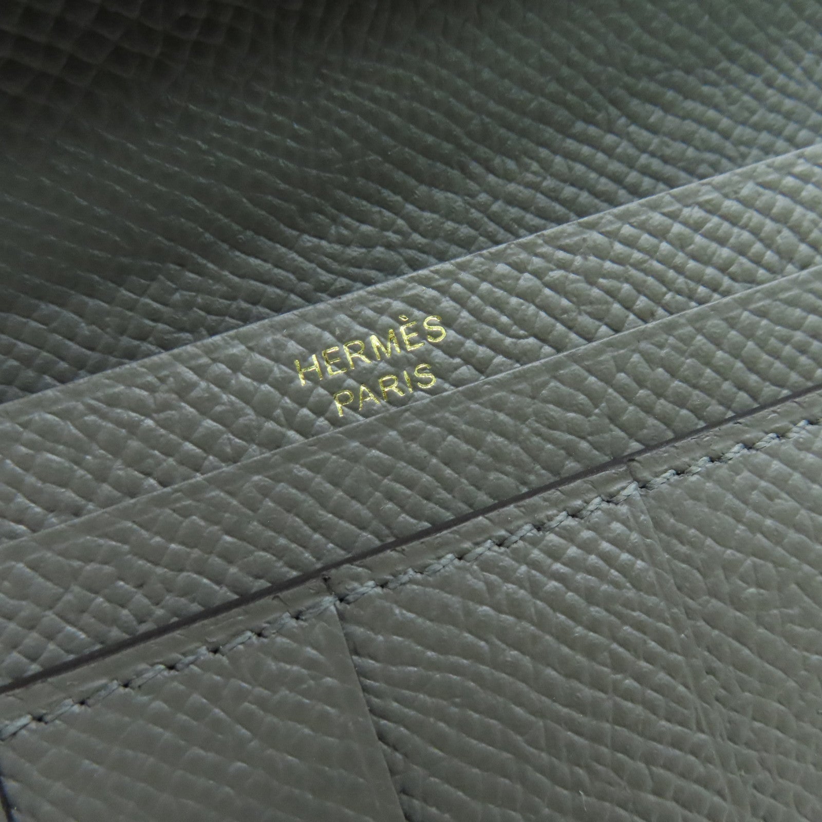 HERMES Epsom皮革Bearn bi-fold Long wallet金扣长钱包灰色