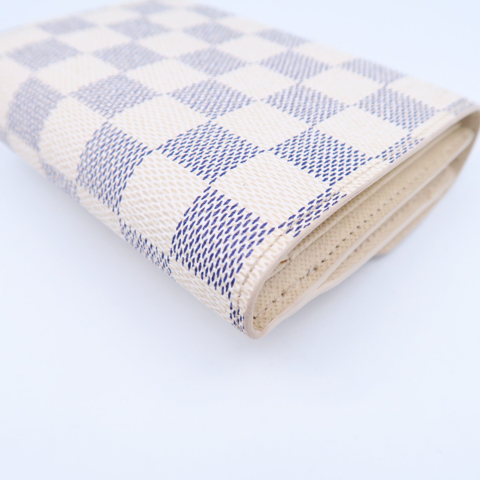 LOUIS VUITTON Damier Azur Wallet金扣錢包白色