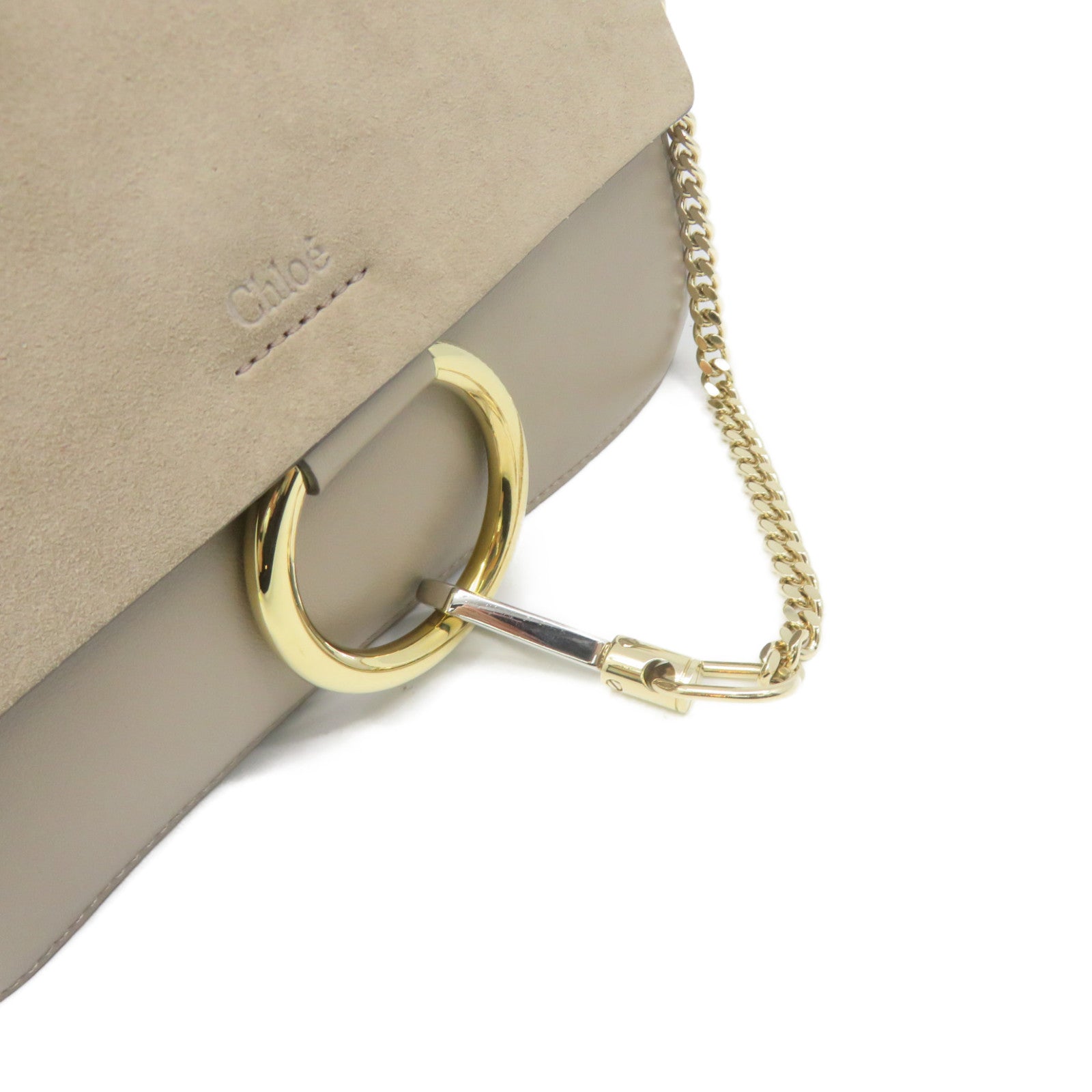 Chloe 牛皮皮革Shoulder Bag金扣链带肩背袋灰色