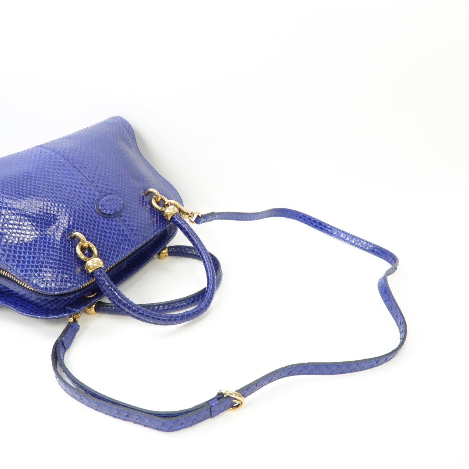 TOD’S 蛇皮皮革2way Shoulder Bag金扣手挽肩背兩用袋藍色