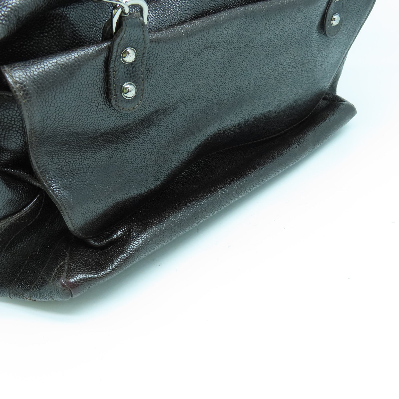 CHANEL 牛皮皮革Shoulder Bag银扣链带肩背袋黑色