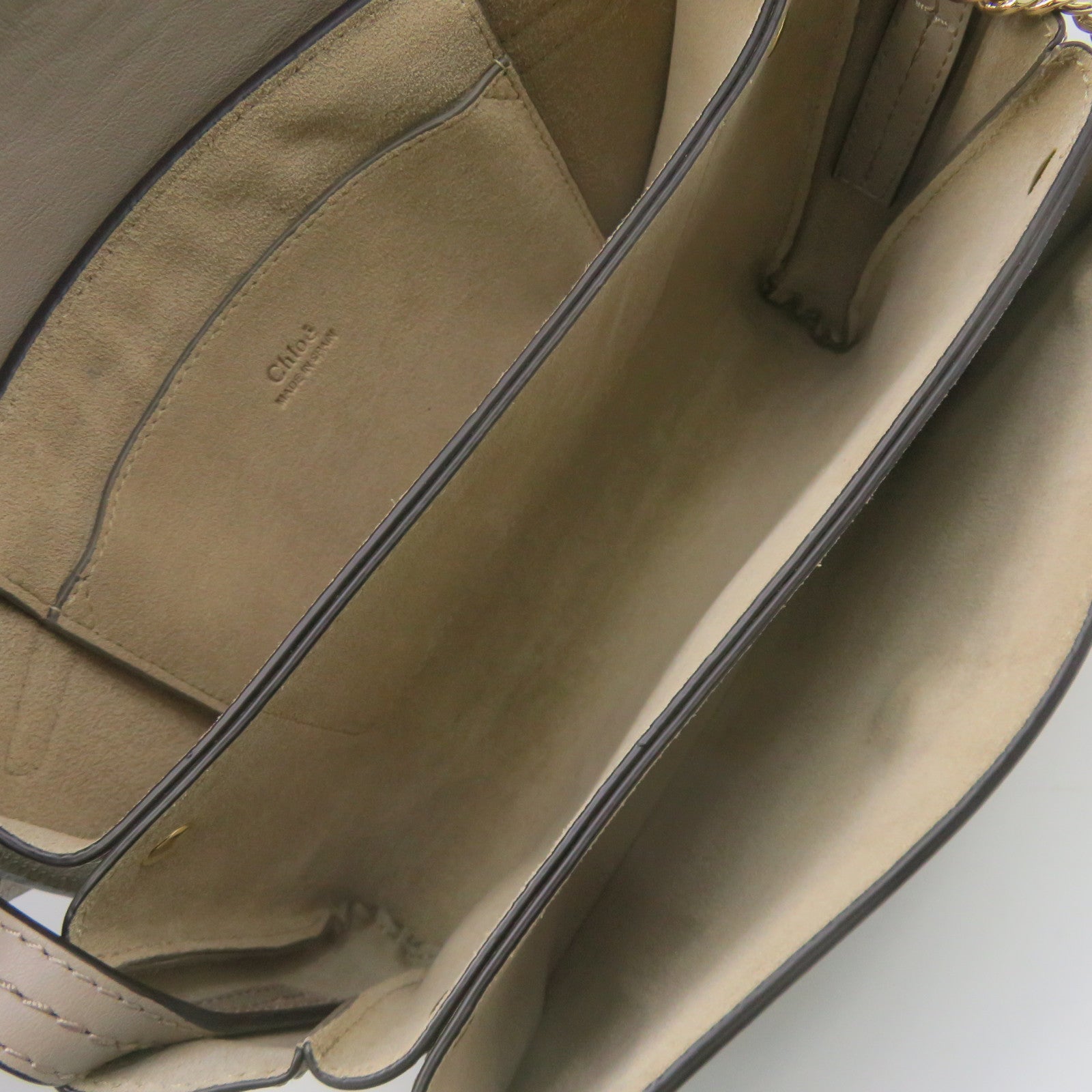 Chloe 牛皮皮革Shoulder Bag金扣链带肩背袋灰色