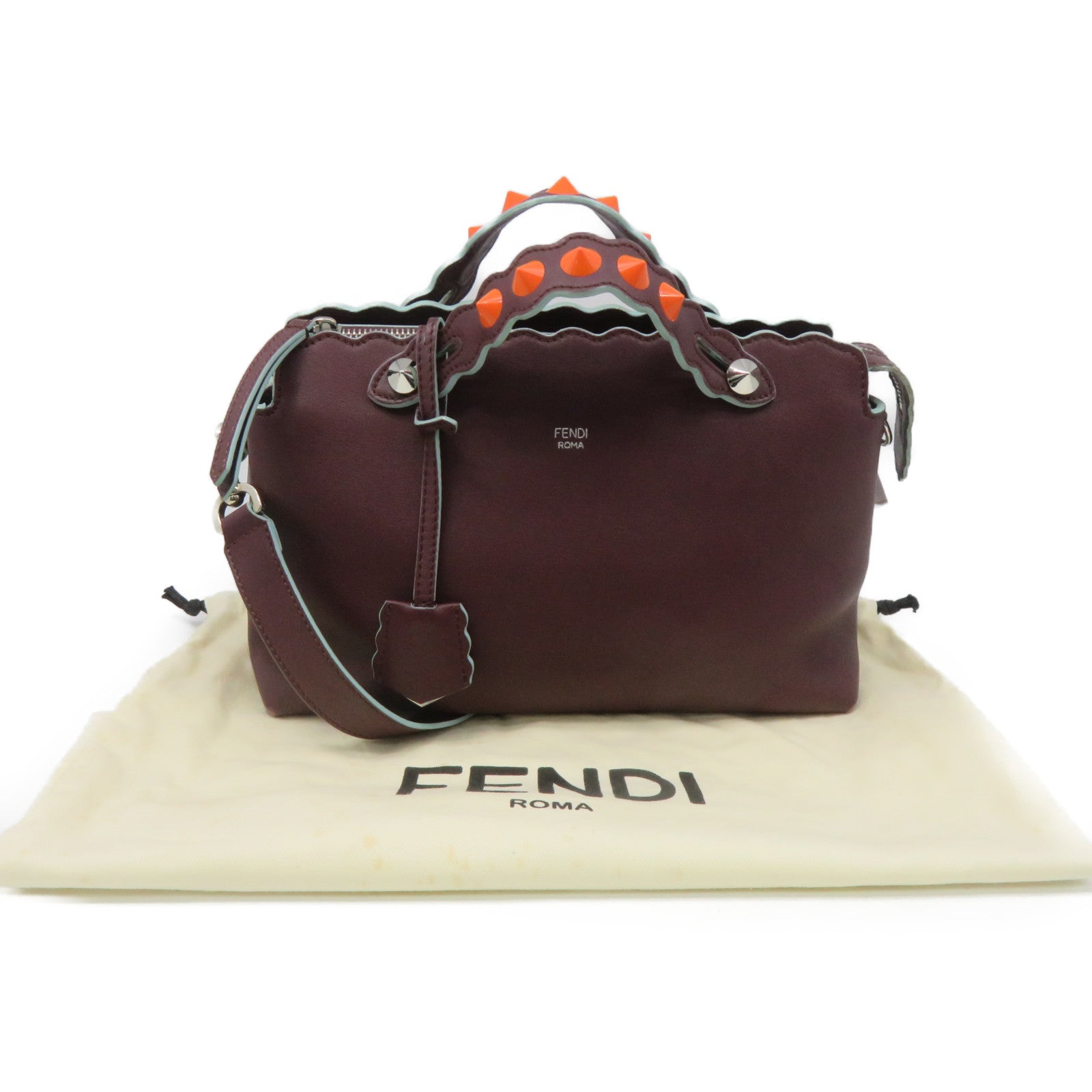 FENDI 牛皮皮革By The Way 2Way Shoulder Bag手挽肩背兩用袋酒紅色