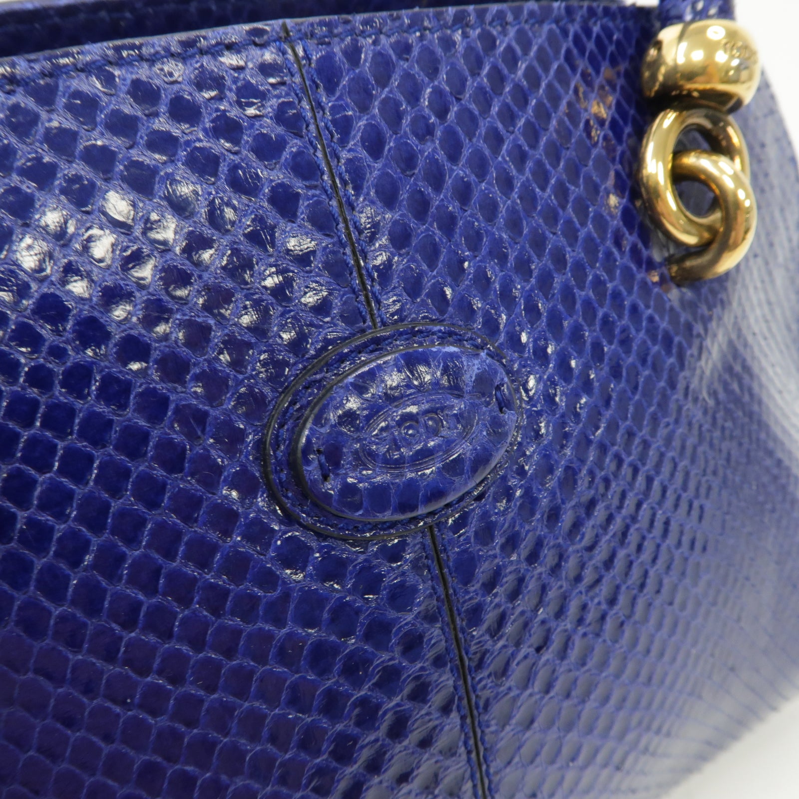 TOD’S 蛇皮皮革2way Shoulder Bag金扣手挽肩背兩用袋藍色