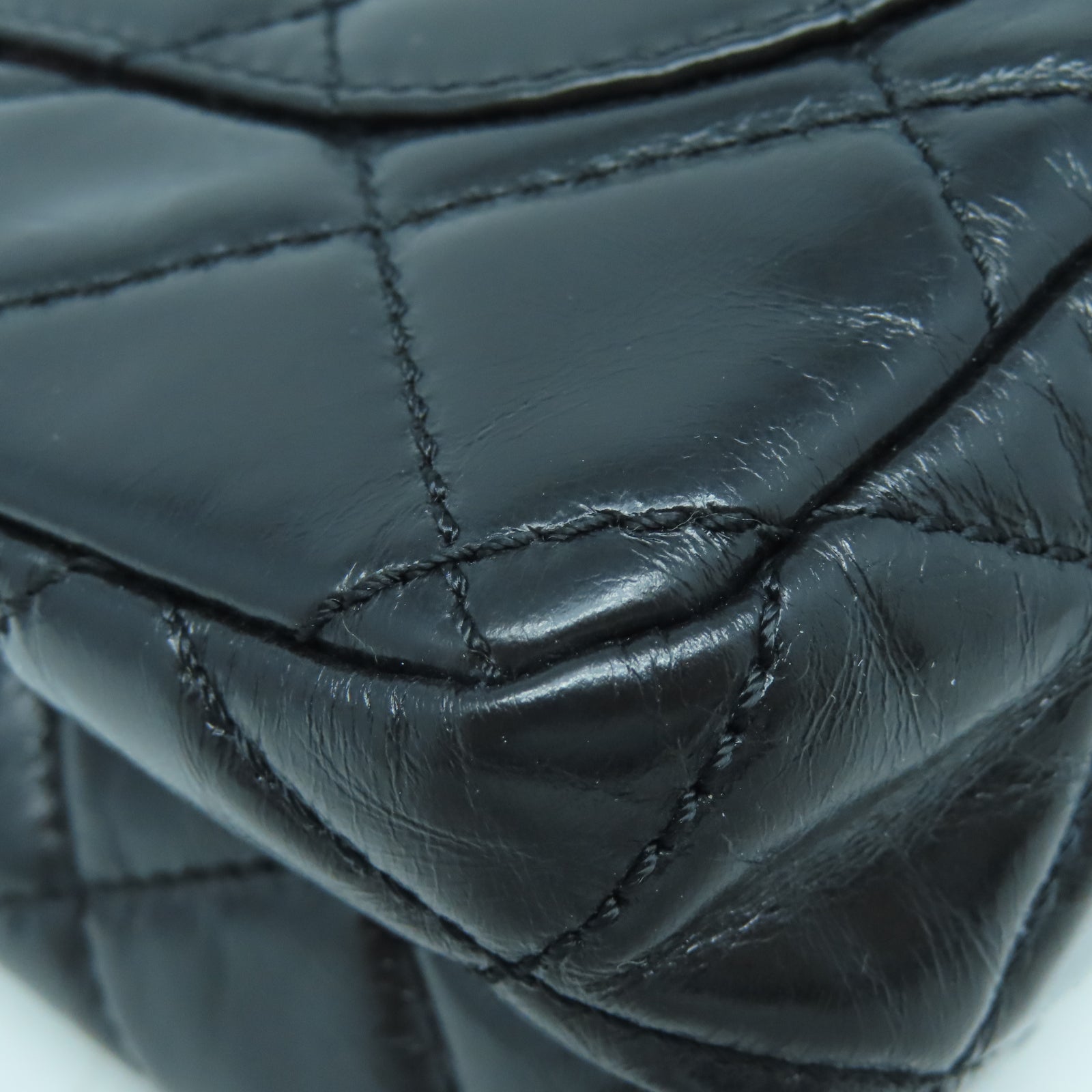 CHANEL 【激減優惠】菱格牛皮皮革Chain Shoulder金扣鏈帶手挽肩背兩用袋黑色