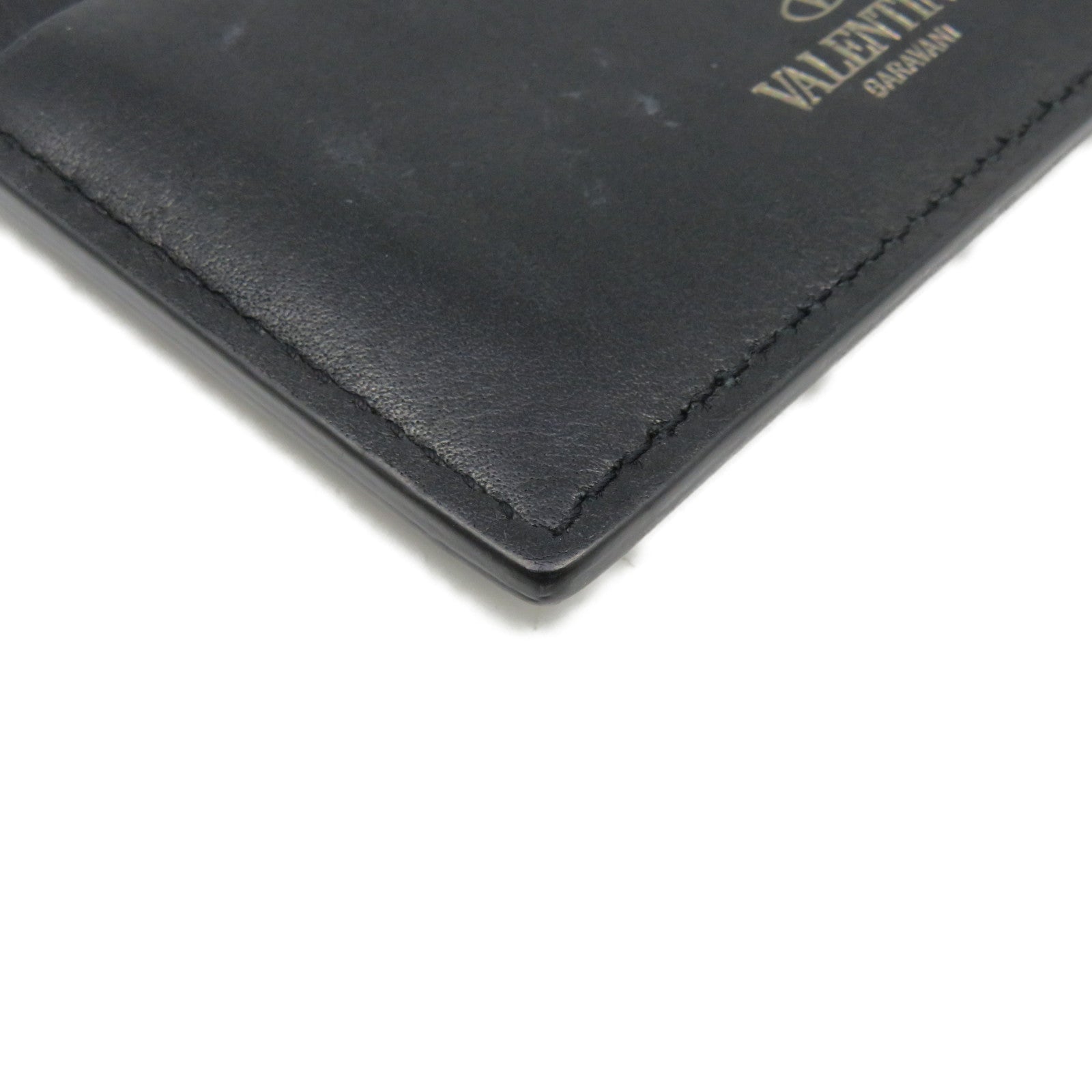 Valentino [Sharp Discount] Leather Card Case Card Holder Black