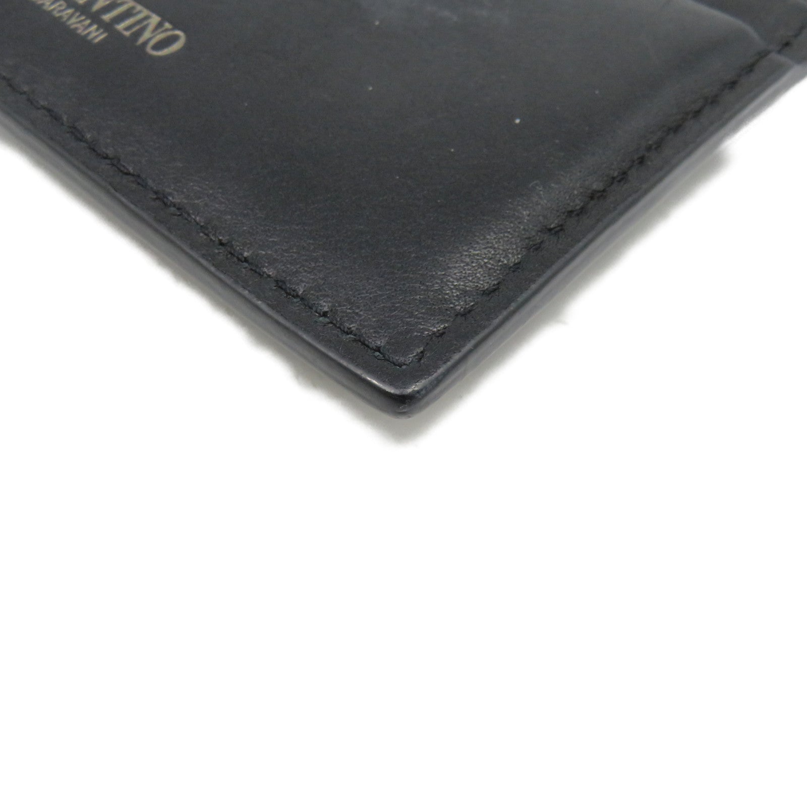 Valentino [Sharp Discount] Leather Card Case Card Holder Black