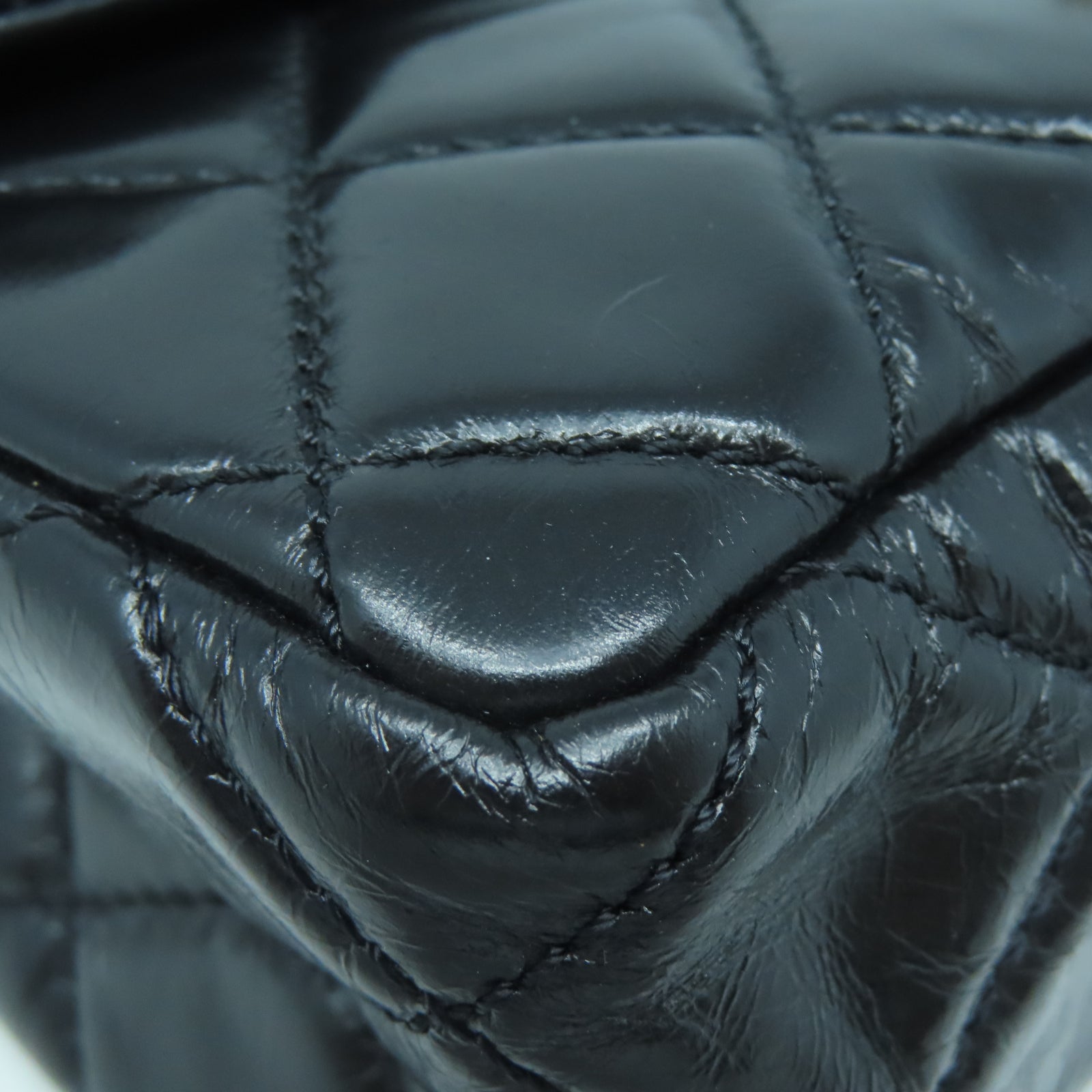 CHANEL 【激減優惠】菱格牛皮皮革Chain Shoulder金扣鏈帶手挽肩背兩用袋黑色