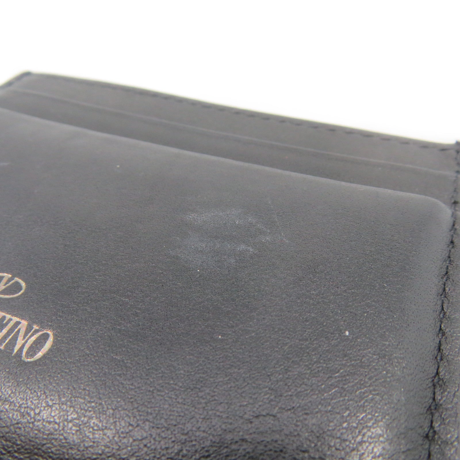 Valentino [Sharp Discount] Leather Card Case Card Holder Black