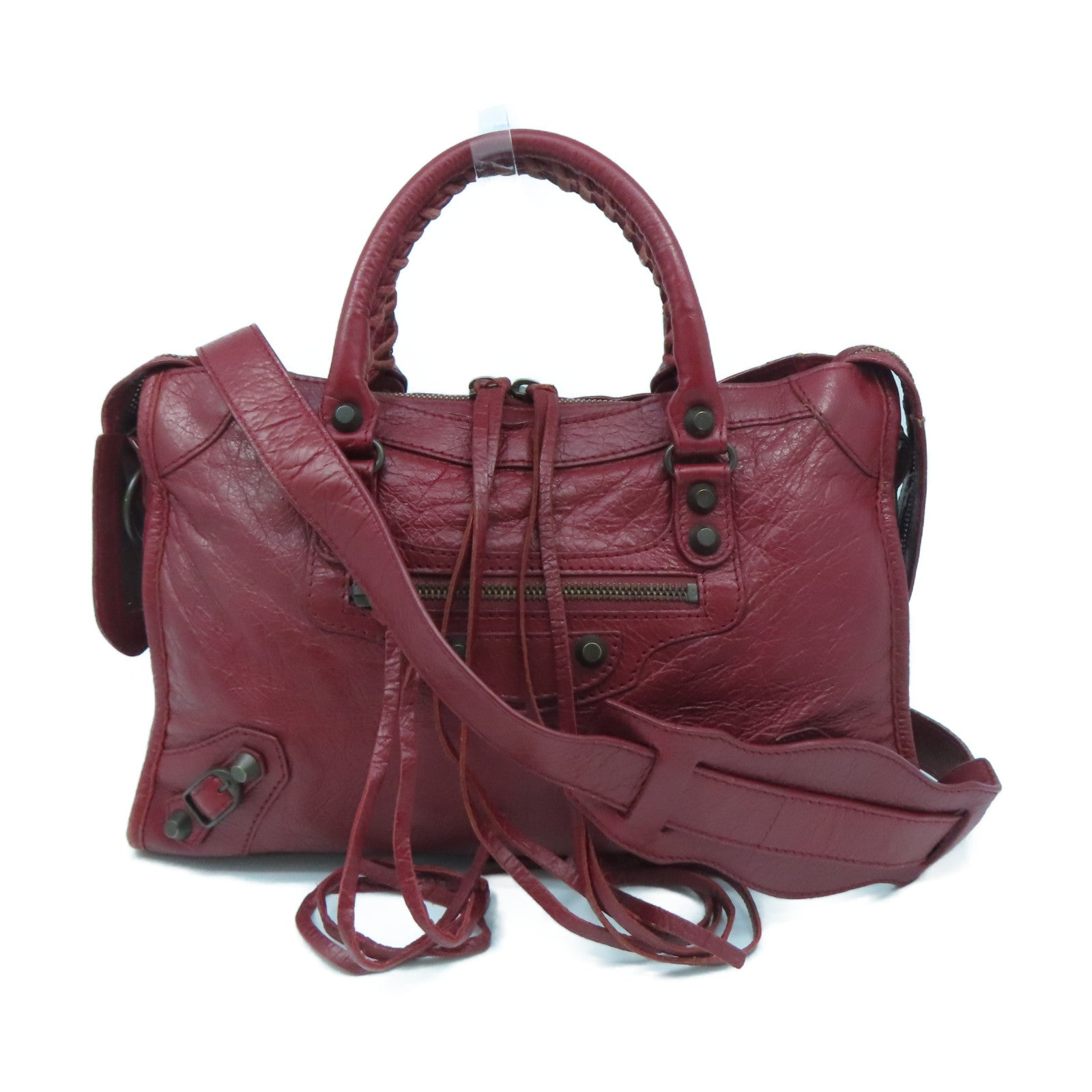 BALENCIAGA 牛皮皮革Mini City手挽肩背兩用袋紅色