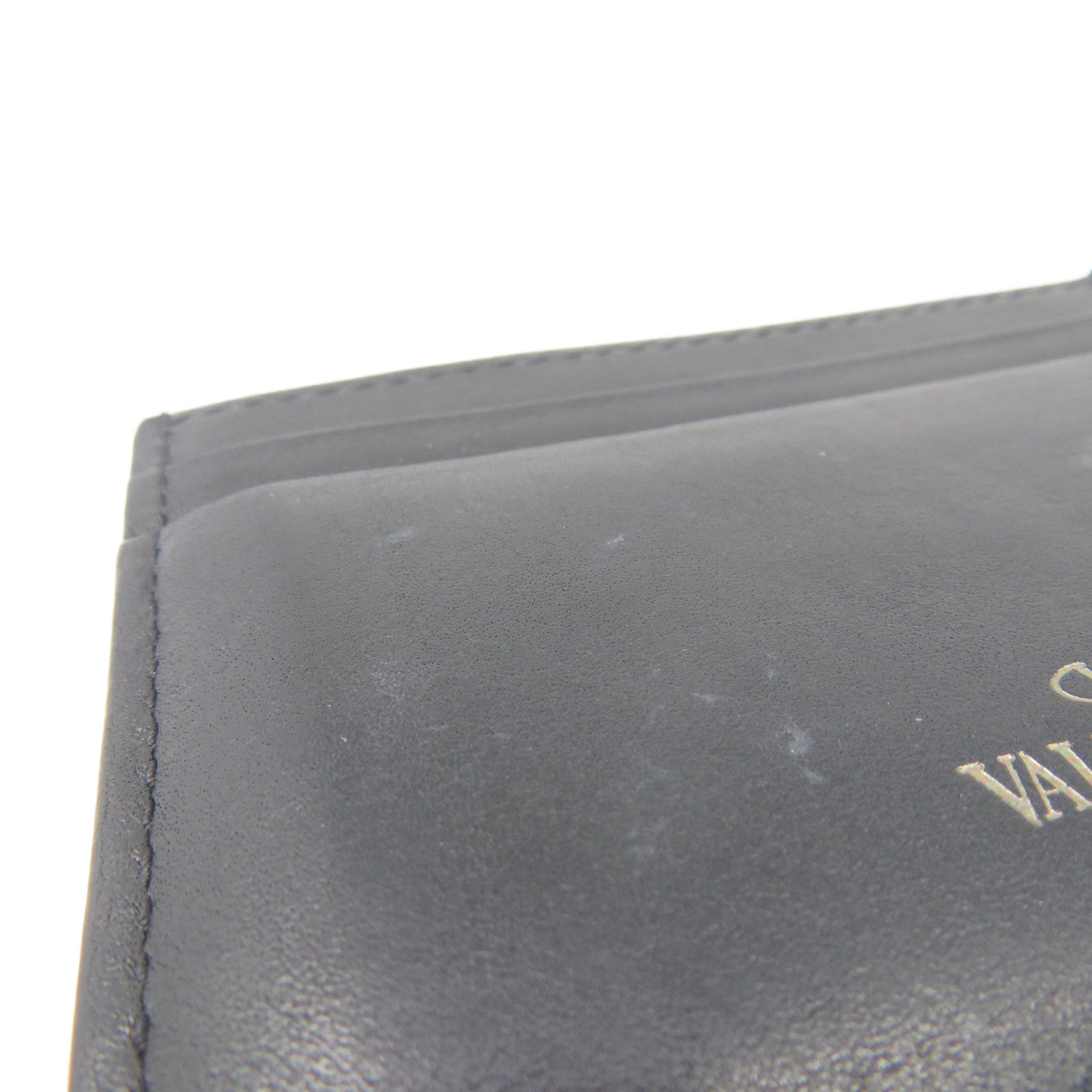 Valentino [Sharp Discount] Leather Card Case Card Holder Black