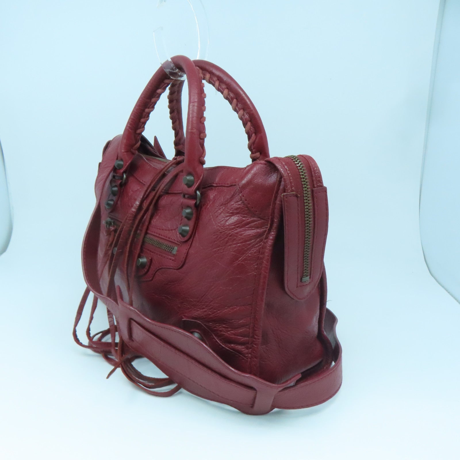 BALENCIAGA 牛皮皮革Mini City手挽肩背兩用袋紅色