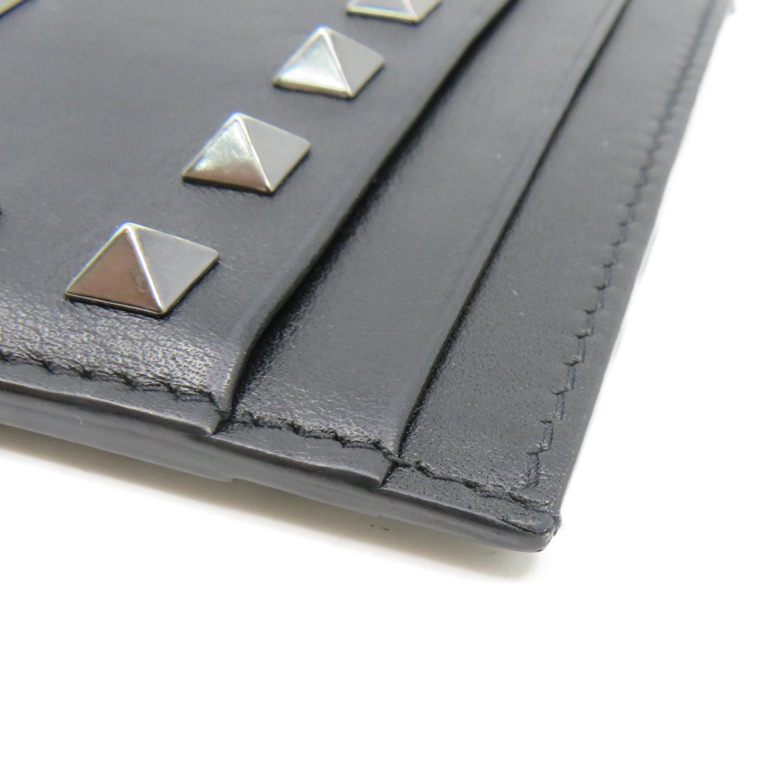 Valentino [Sharp Discount] Leather Card Case Card Holder Black
