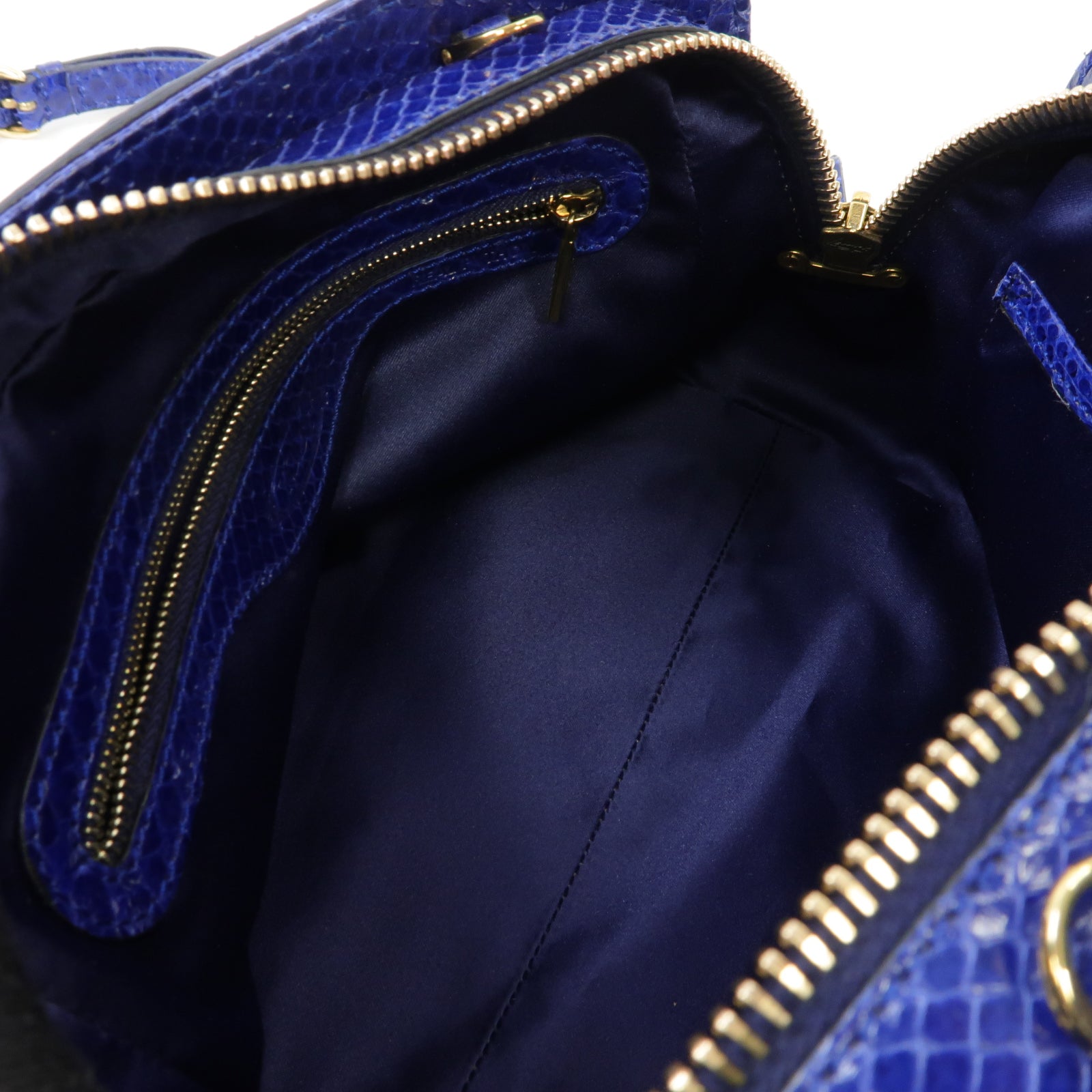 TOD’S 蛇皮皮革2way Shoulder Bag金扣手挽肩背兩用袋藍色