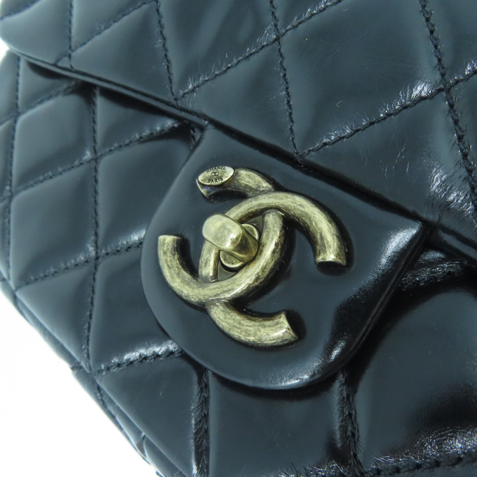 CHANEL 【激減優惠】菱格牛皮皮革Chain Shoulder金扣鏈帶手挽肩背兩用袋黑色
