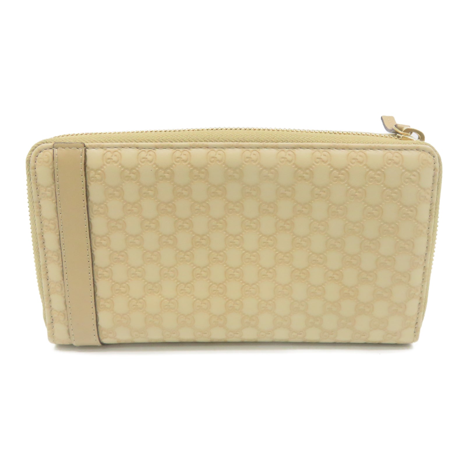 GUCCI 牛皮皮革Zipper Long Wallet金扣钱包米色