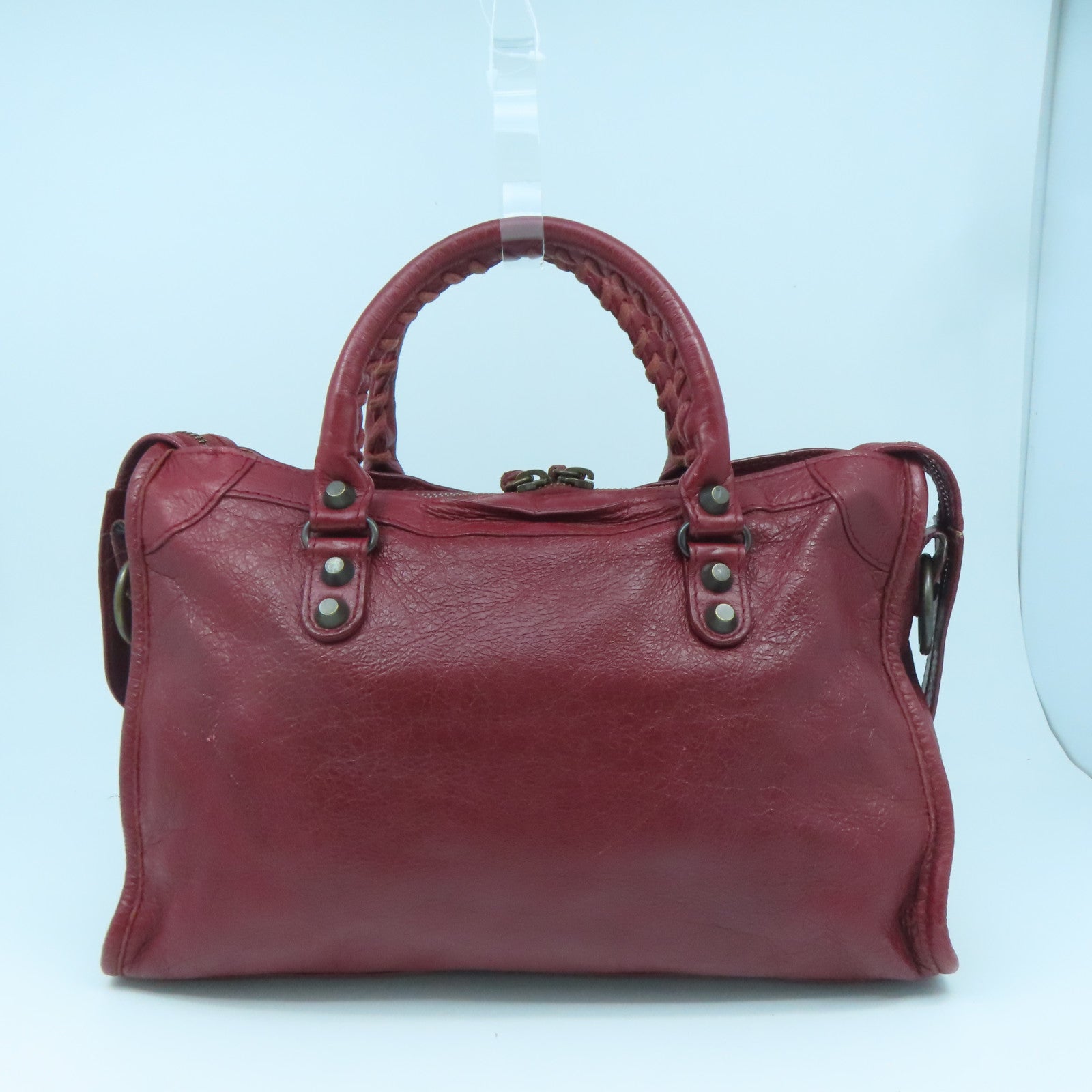 BALENCIAGA 牛皮皮革Mini City手挽肩背兩用袋紅色