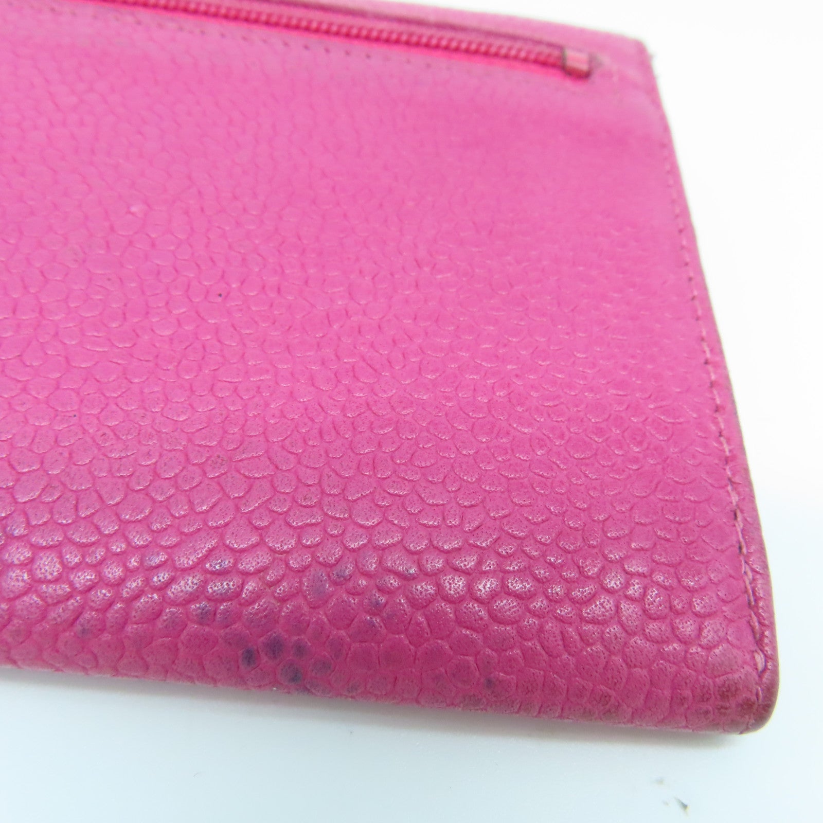 CHANEL Caviar皮革Wallet金扣錢包粉紅色