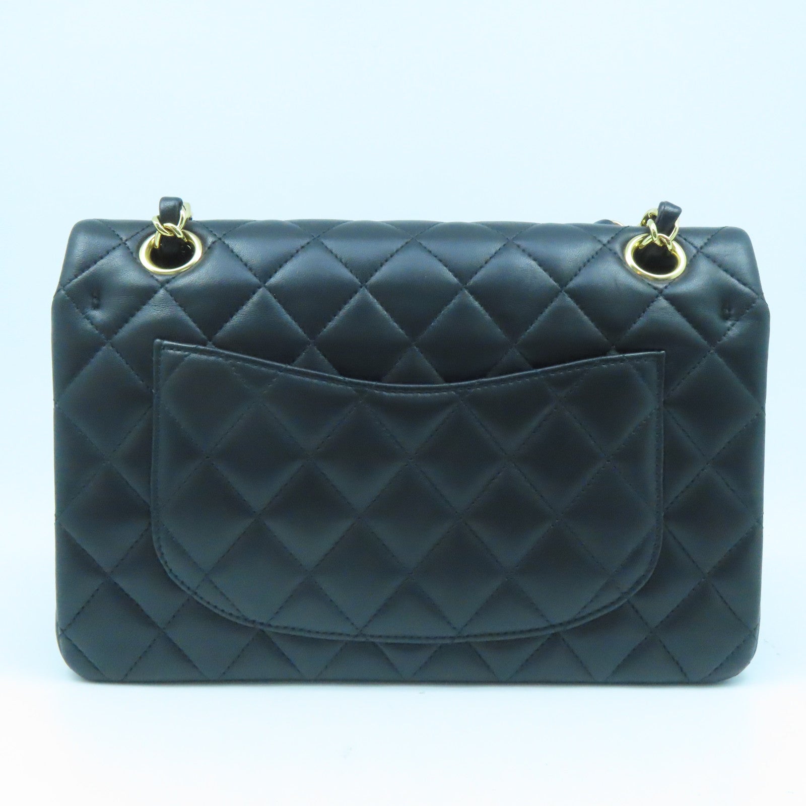 CHANEL 菱格羊皮皮革Classic 23cm金扣链带肩背袋黑色