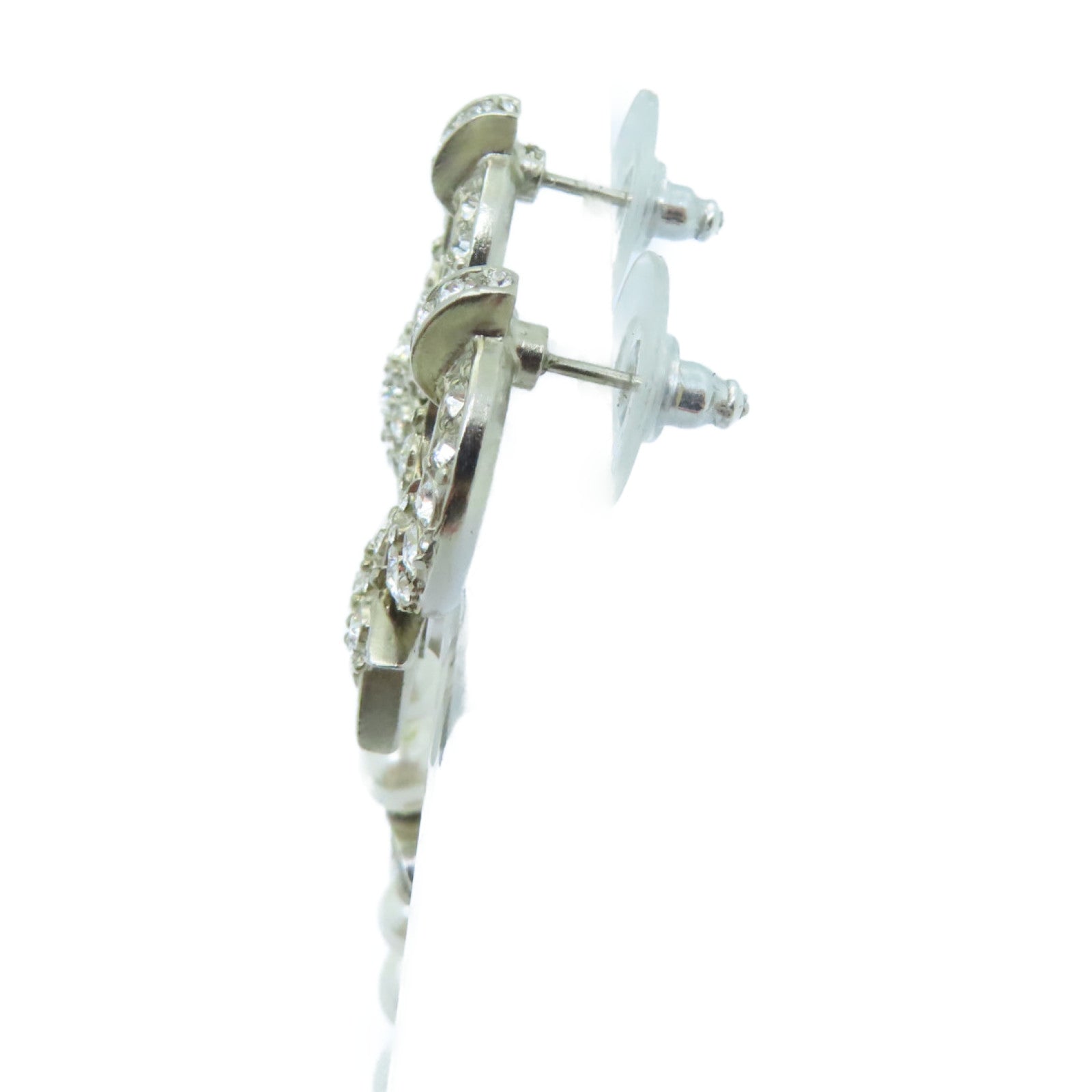 CHANEL PVC/Metal Earrings White/Silver