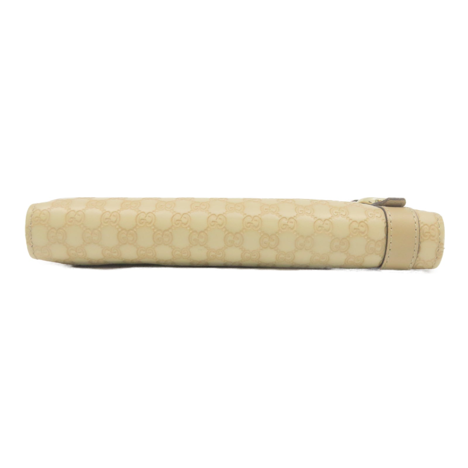 GUCCI 牛皮皮革Zipper Long Wallet金扣钱包米色
