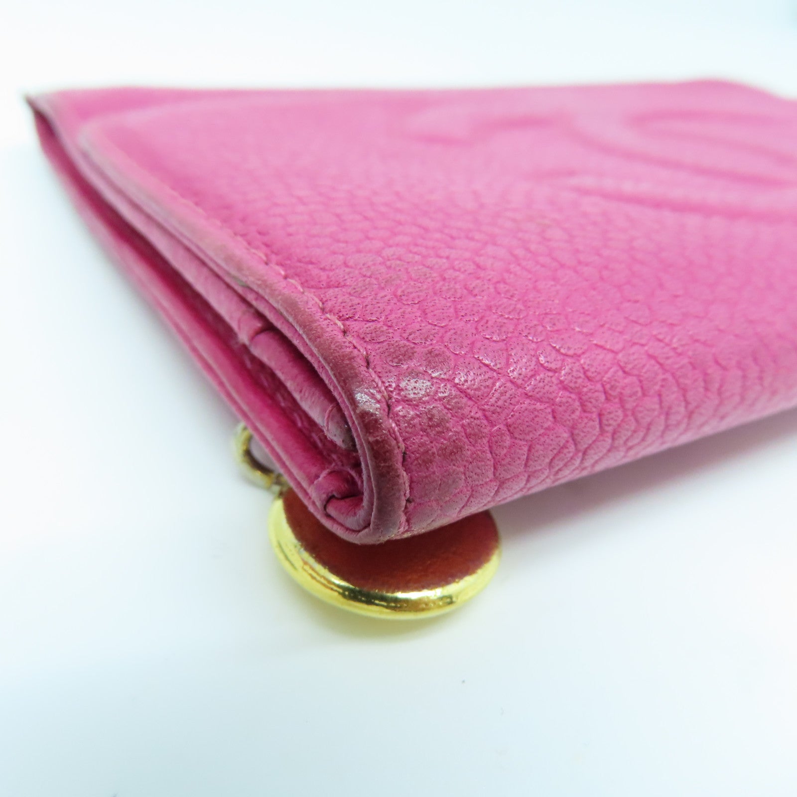 CHANEL Caviar皮革Wallet金扣錢包粉紅色