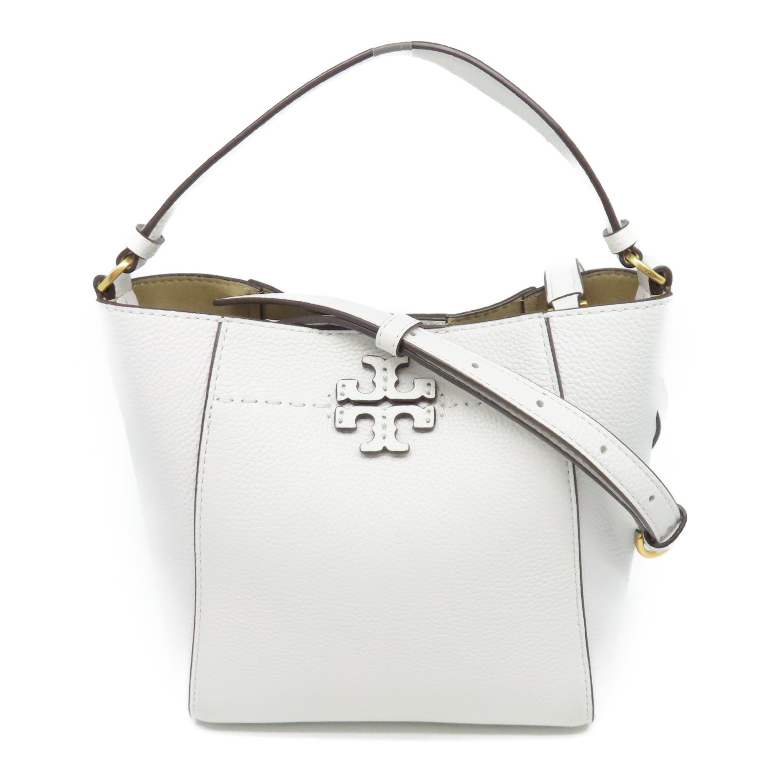 Tory Burch 牛皮皮革2 Way Shoulder金扣手挽肩背兩用袋白色