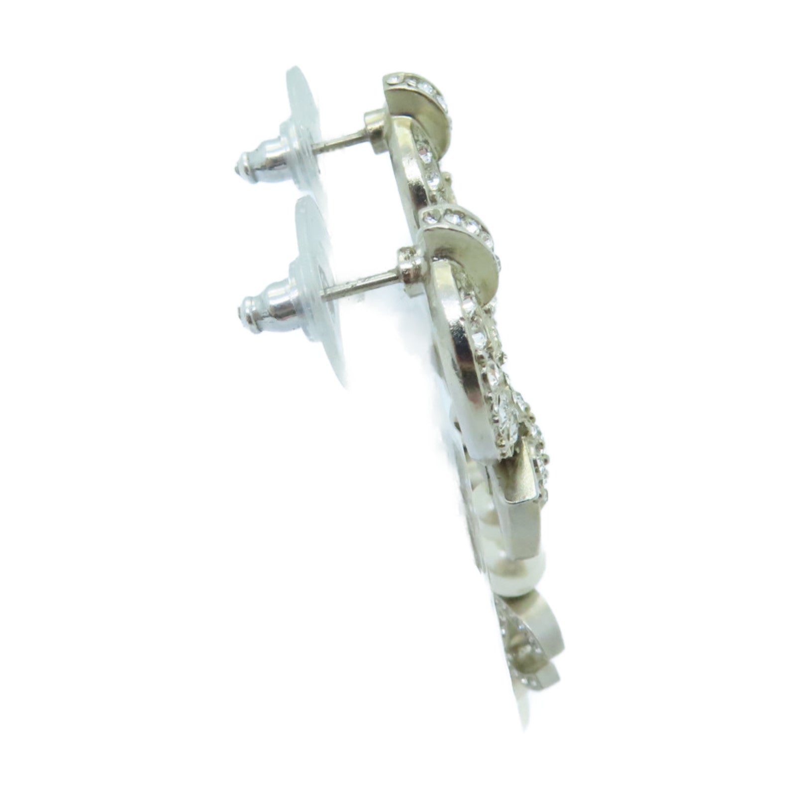 CHANEL PVC/Metal Earrings White/Silver