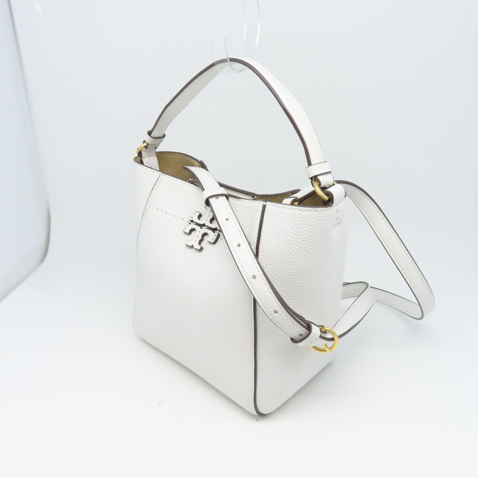 Tory Burch 牛皮皮革2 Way Shoulder金扣手挽肩背兩用袋白色