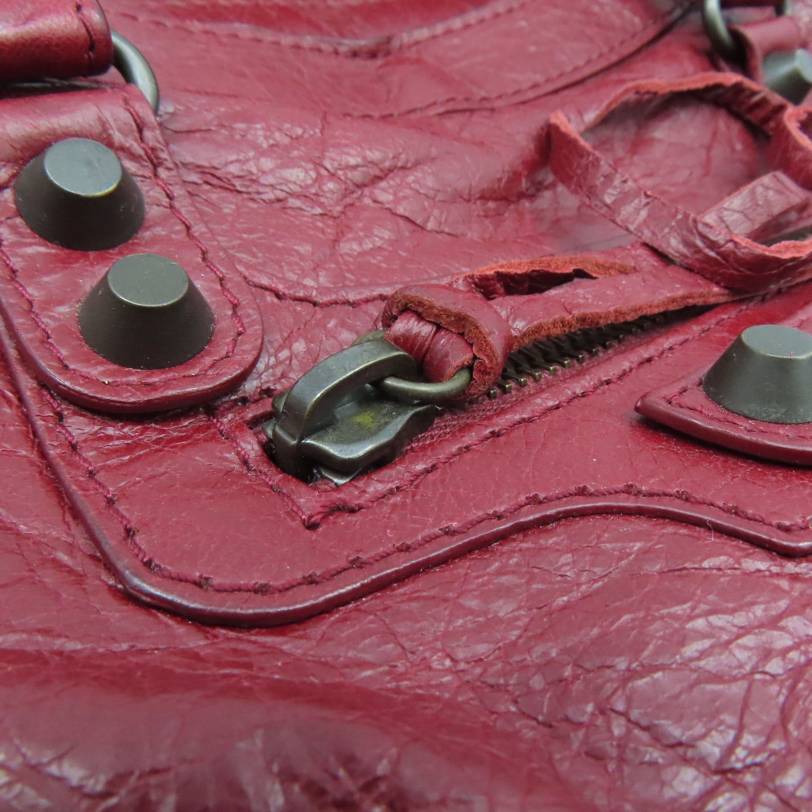 BALENCIAGA 牛皮皮革Mini City手挽肩背兩用袋紅色