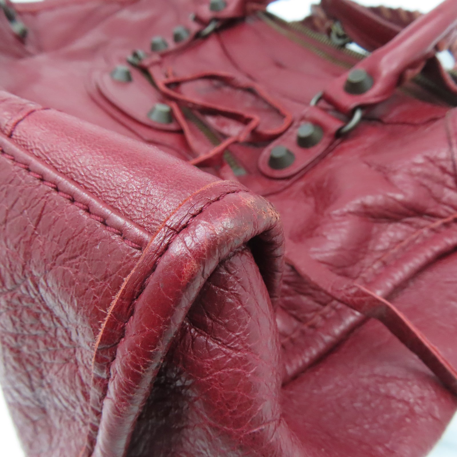 BALENCIAGA 牛皮皮革Mini City手挽肩背兩用袋紅色