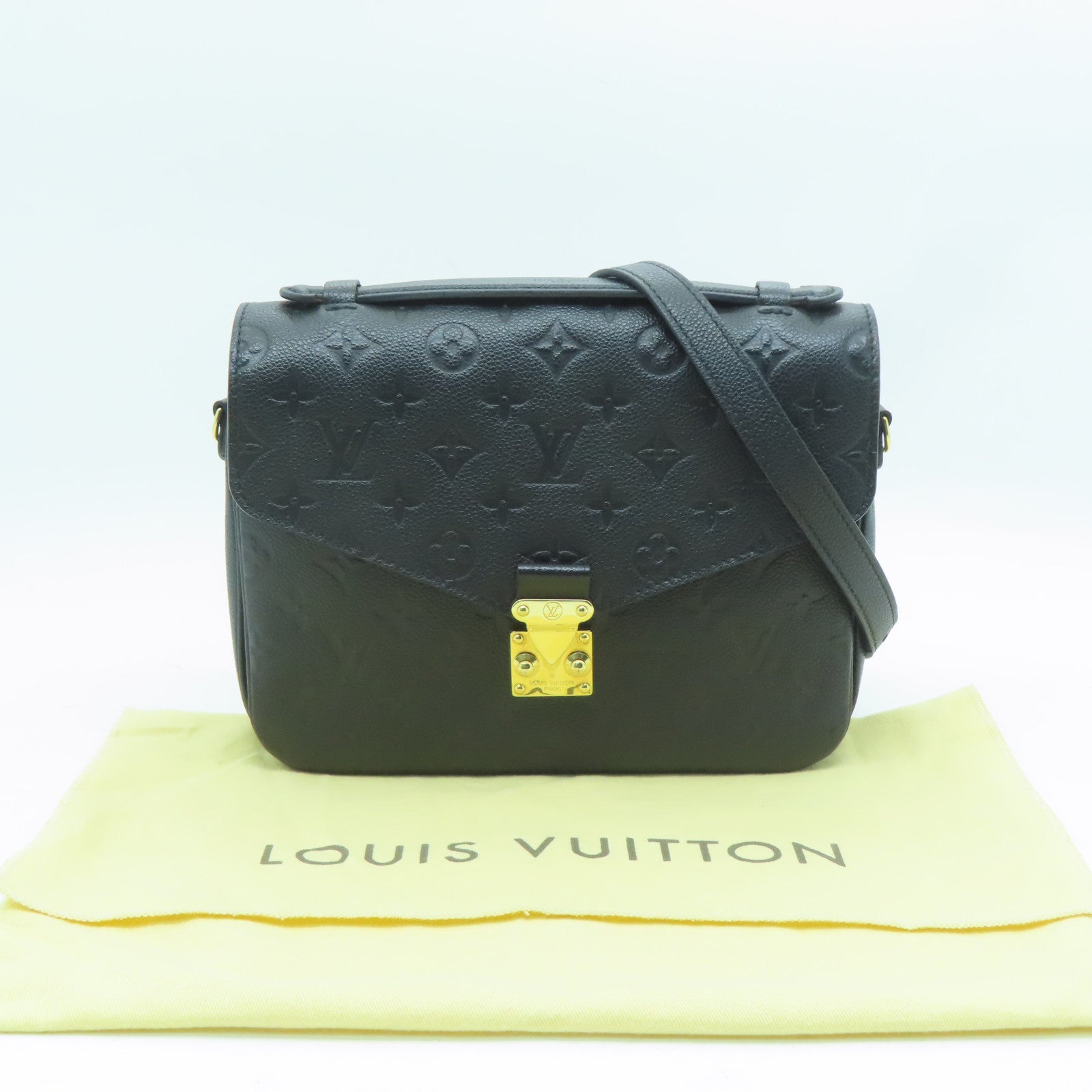LOUIS VUITTON Monogram Empreinte Pochette Metis金扣手挽肩背兩用袋黑色