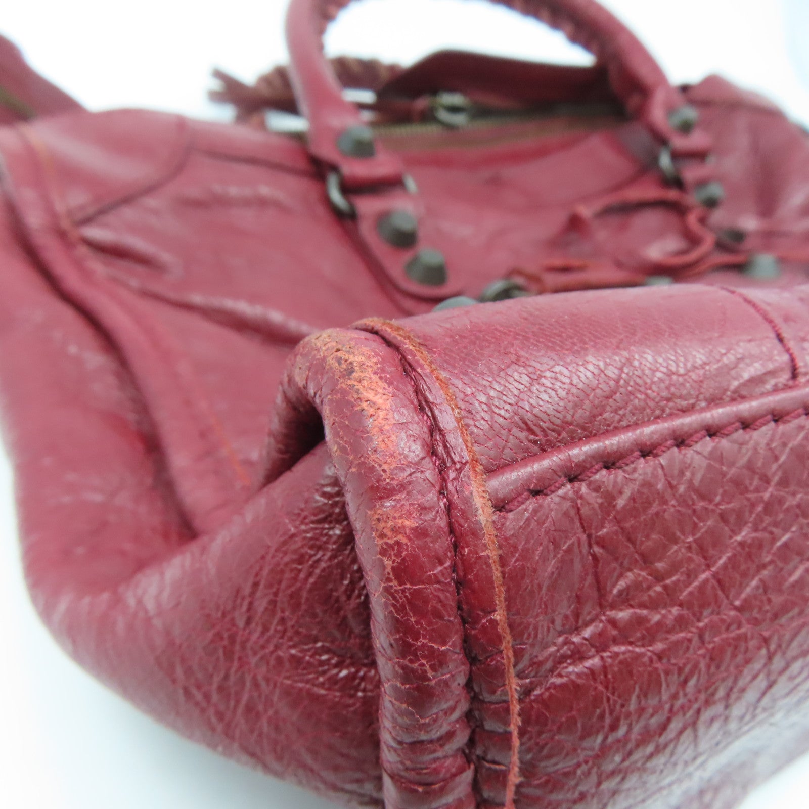 BALENCIAGA 牛皮皮革Mini City手挽肩背兩用袋紅色