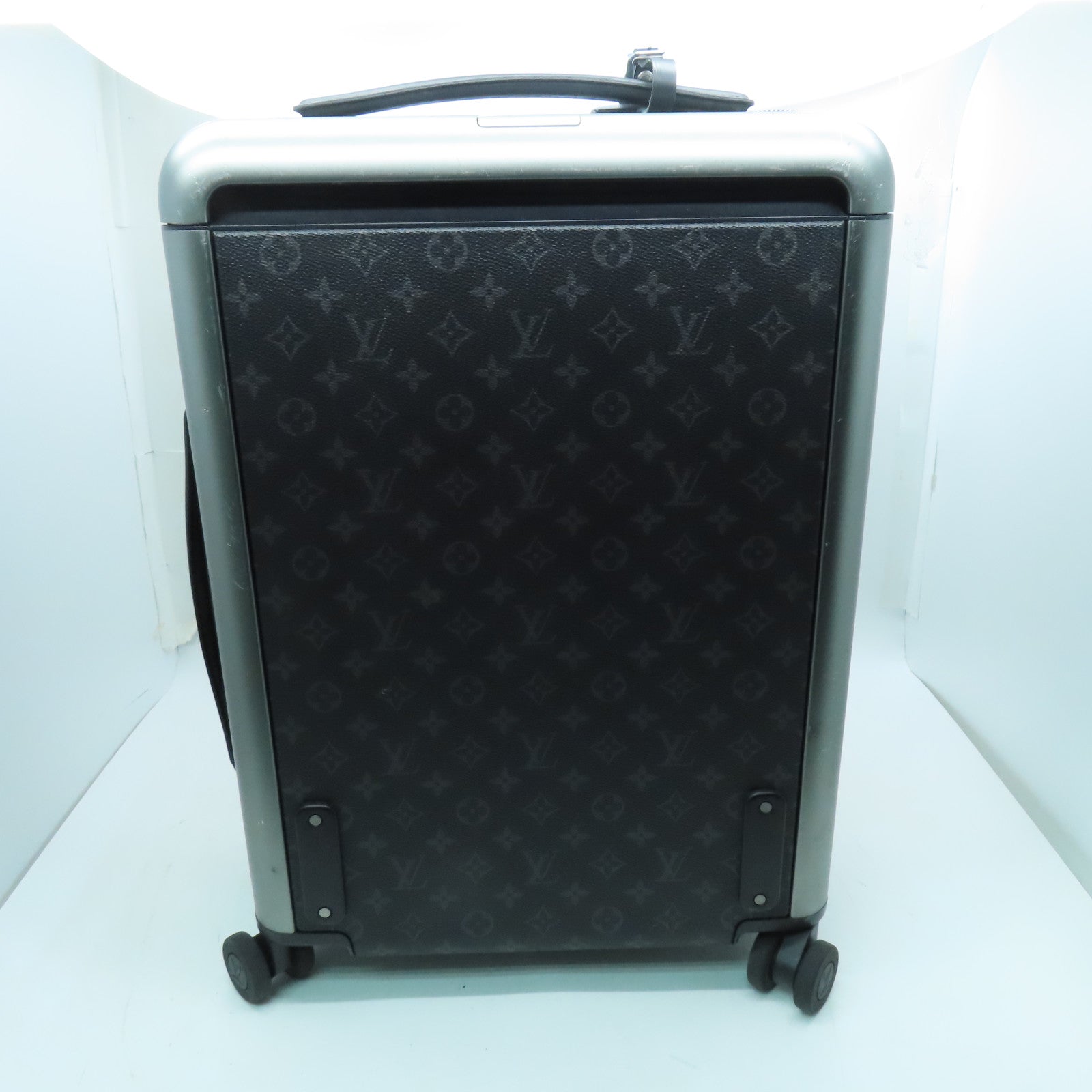 LOUIS VUITTON Monogram Eclipse Horizon 55 Silver Buckle Luggage Black