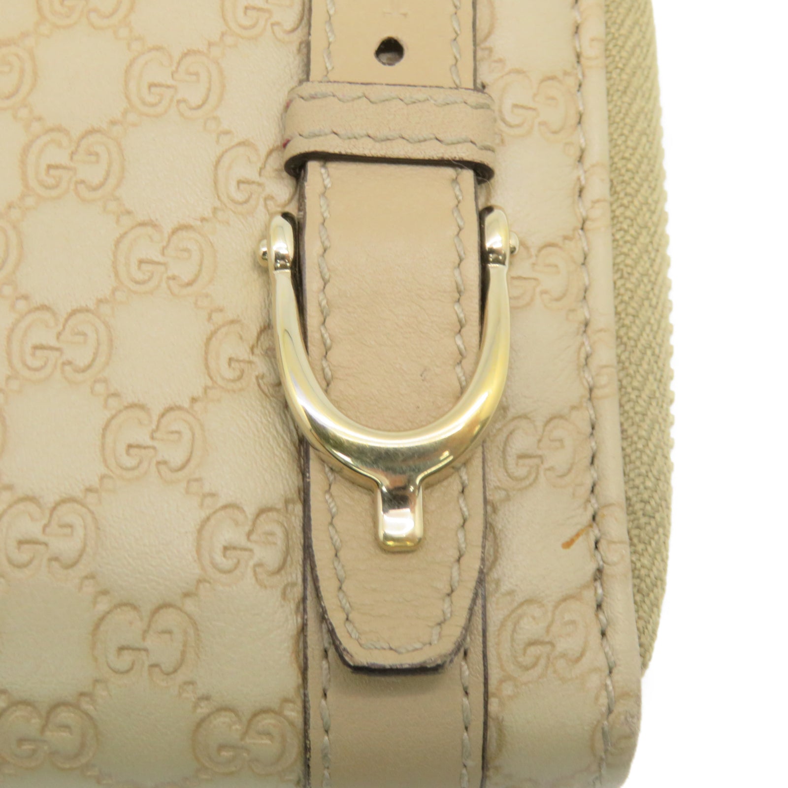 GUCCI 牛皮皮革Zipper Long Wallet金扣钱包米色