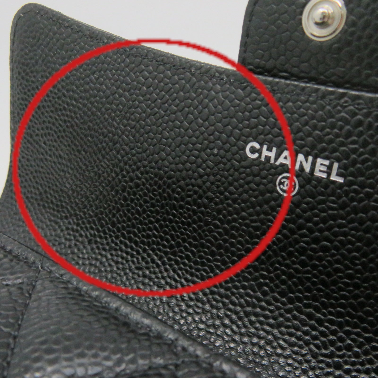 CHANEL 菱格Caviar皮革Fold Long Wallet银扣长钱包黑色