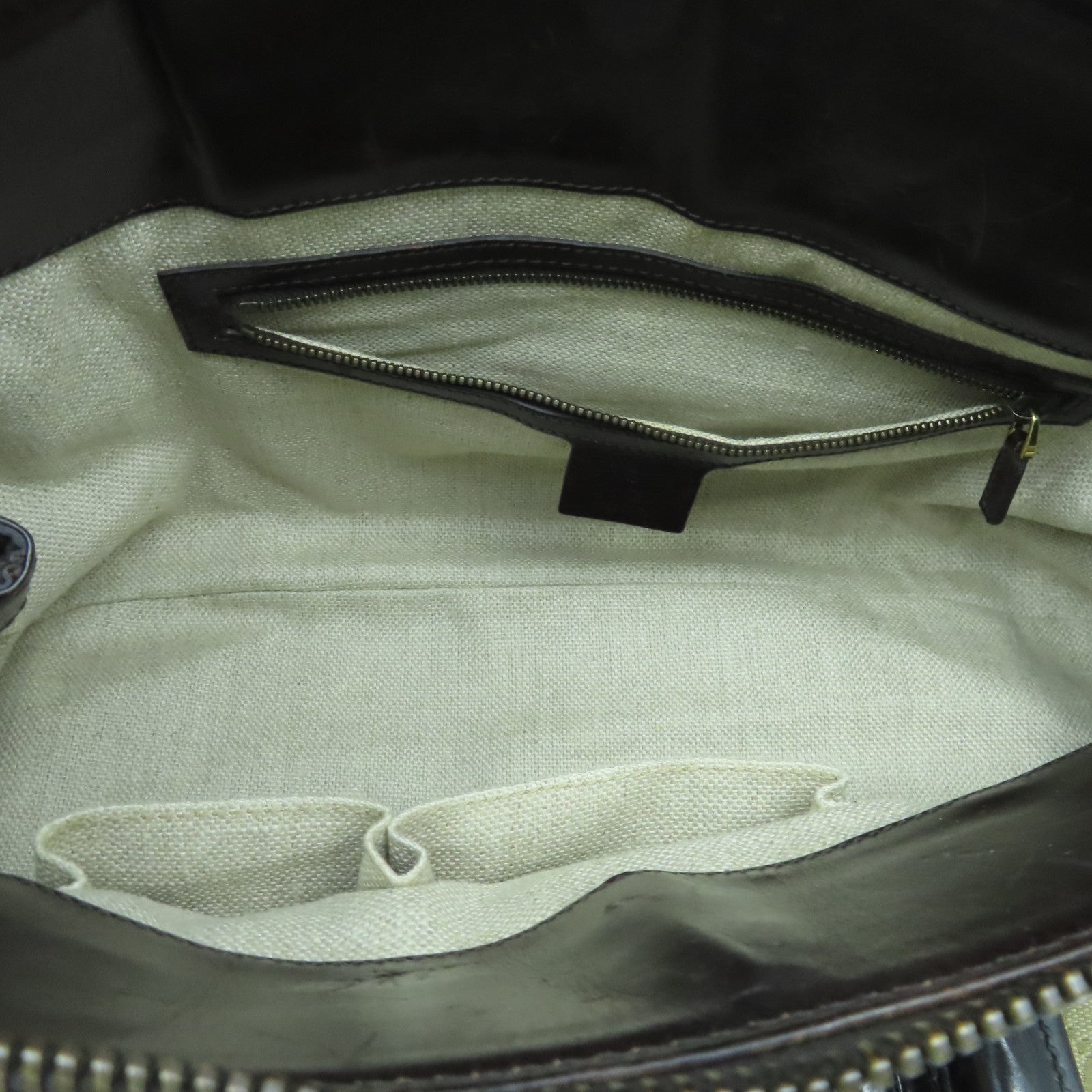 GUCCI Canvas Hand Bag Gold Buckle Hand Bag Brown/Light Brown
