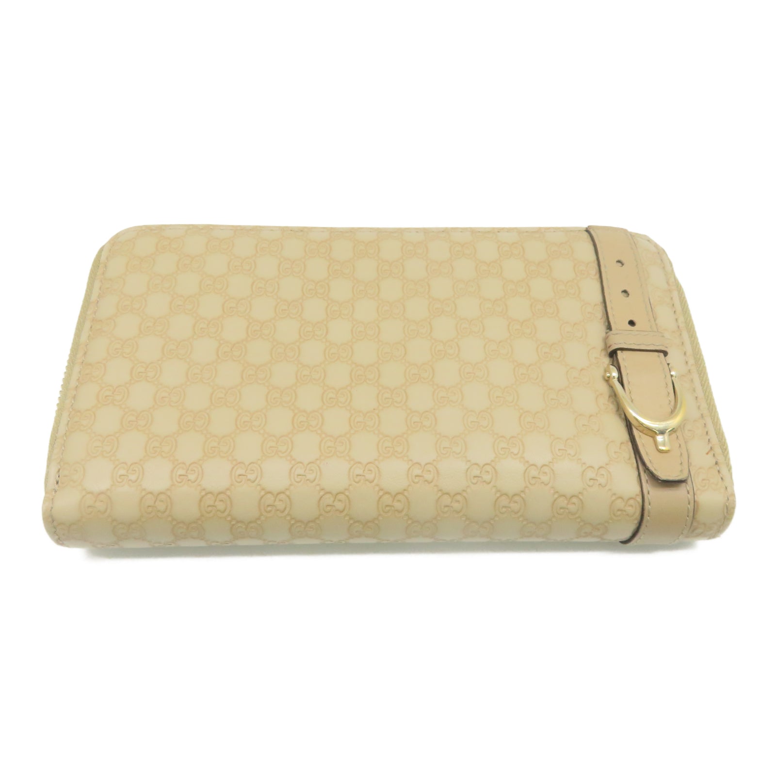 GUCCI 牛皮皮革Zipper Long Wallet金扣钱包米色