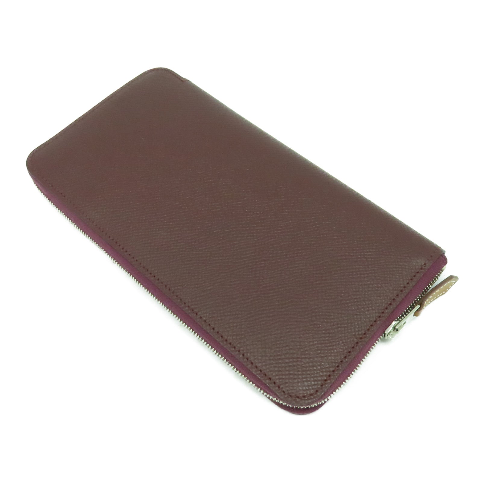 HERMES Epsom皮革Silkin Long Wallet銀扣長錢包愛馬仕紅色