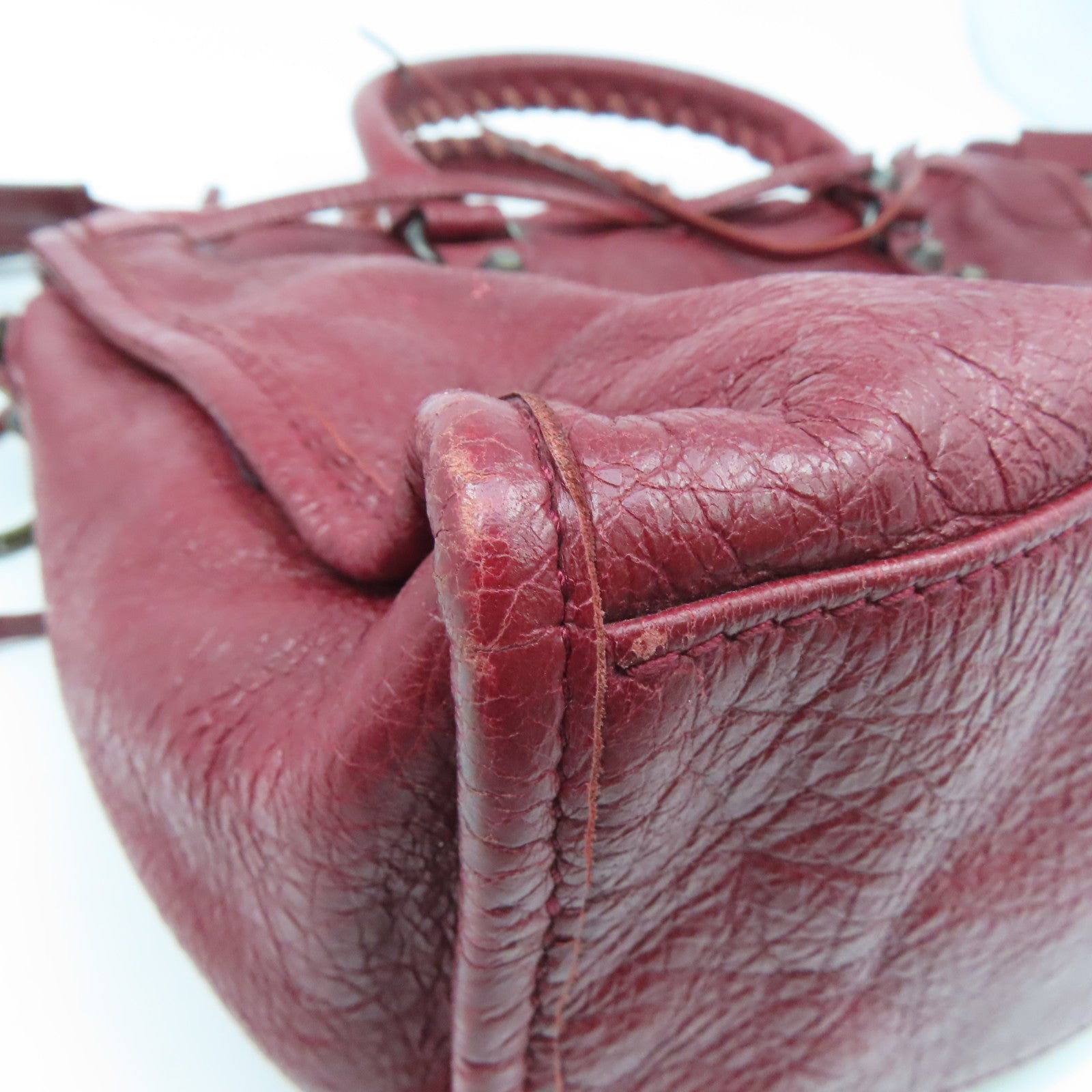 BALENCIAGA 牛皮皮革Mini City手挽肩背兩用袋紅色