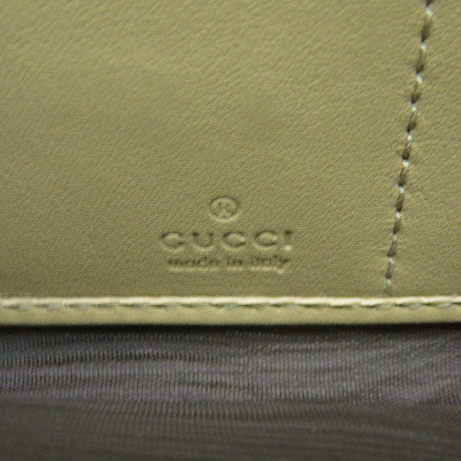 GUCCI 牛皮皮革Zipper Long Wallet金扣钱包米色