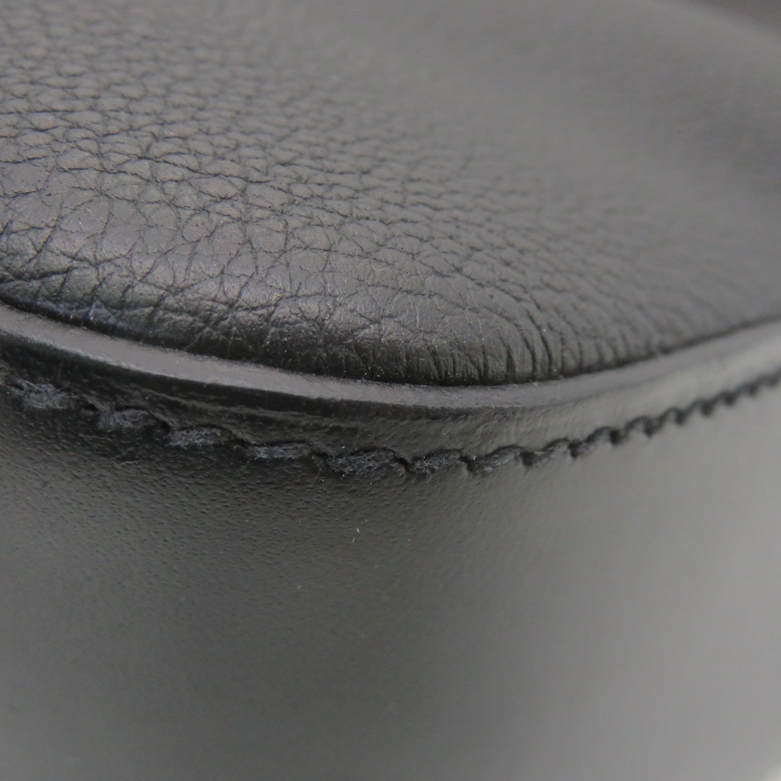 HERMES Evergrain Leather Citynews Briefcase Silver Buckle Shoulder Bag Noir Black