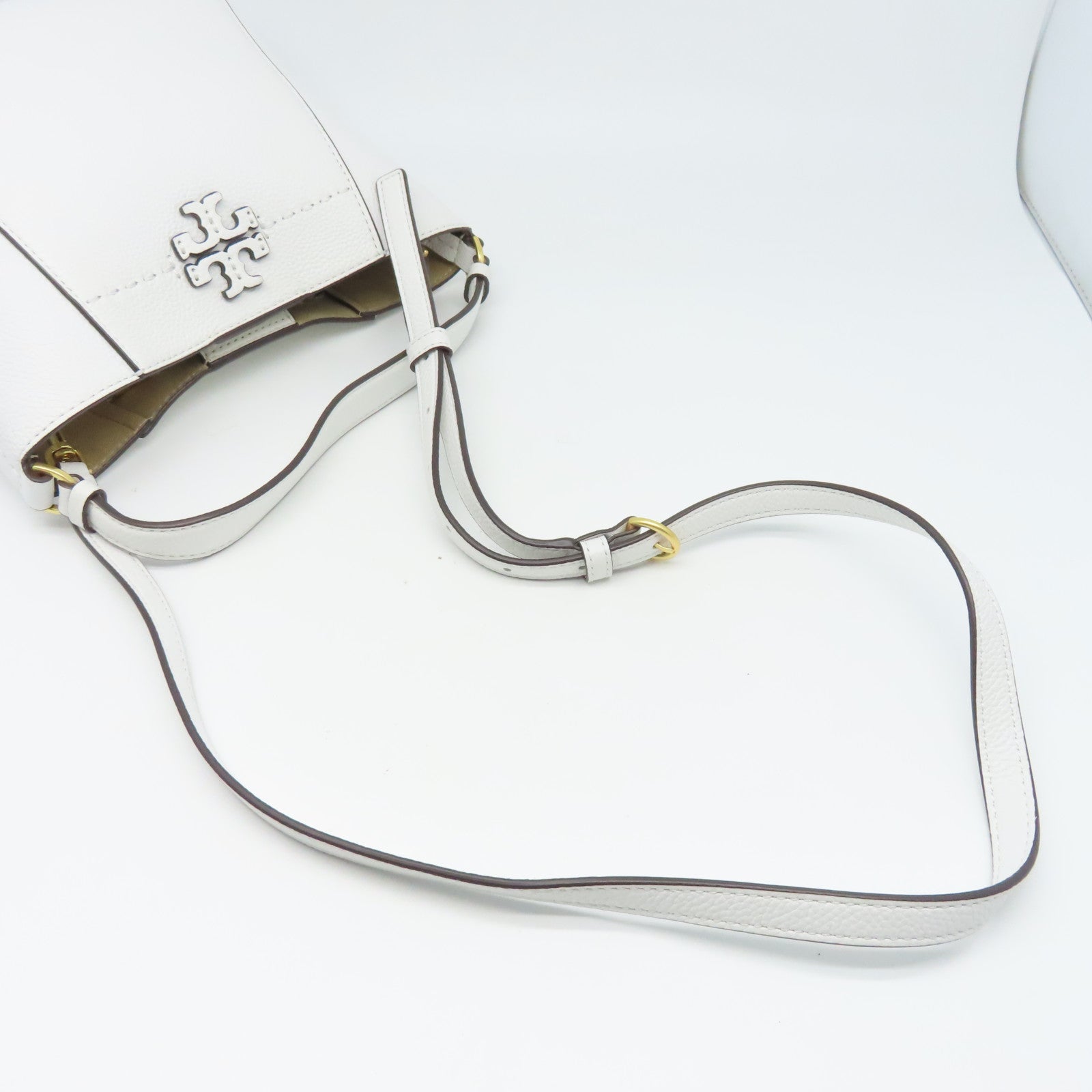 Tory Burch 牛皮皮革2 Way Shoulder金扣手挽肩背兩用袋白色