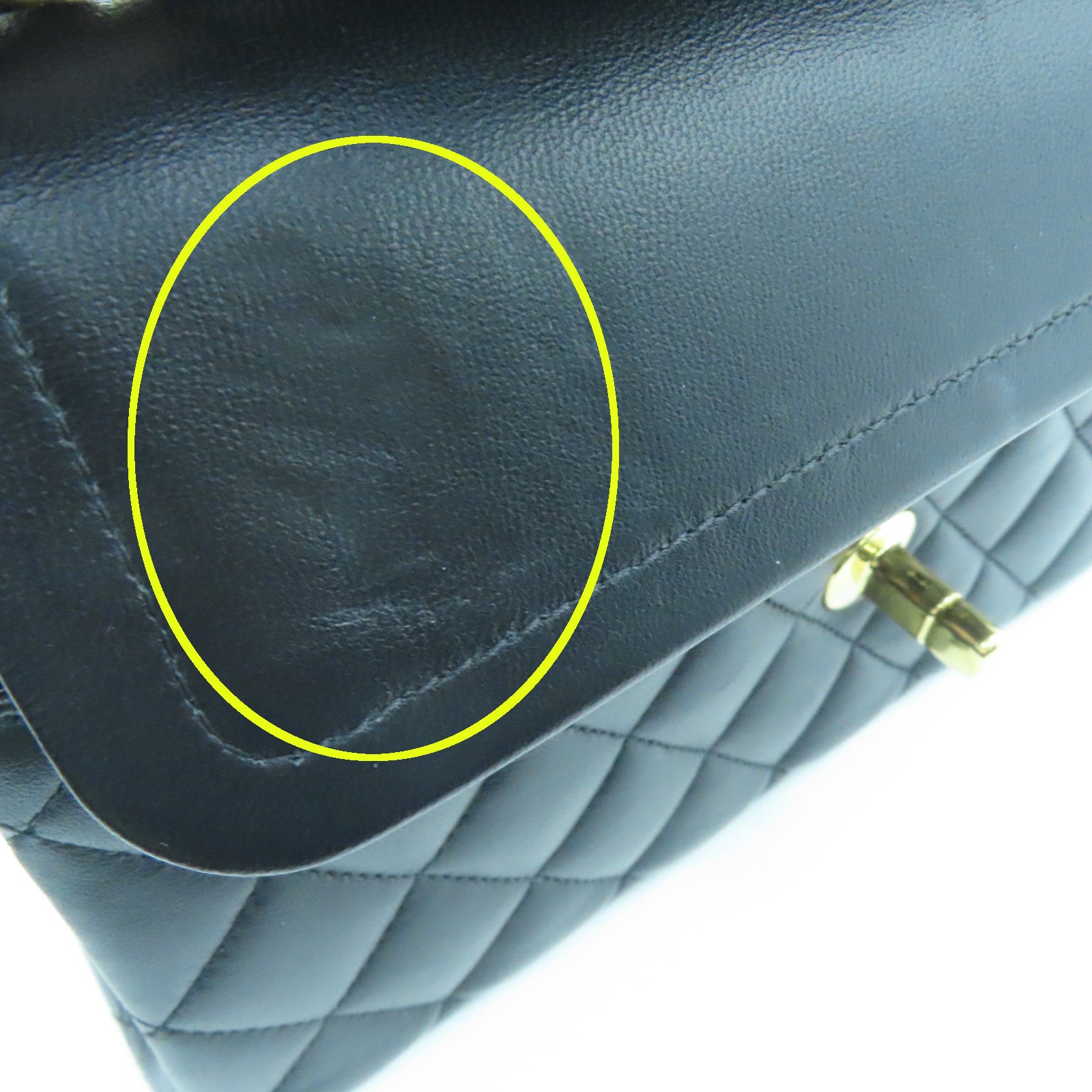 CHANEL 菱格羊皮皮革Classic 23cm金扣链带肩背袋黑色