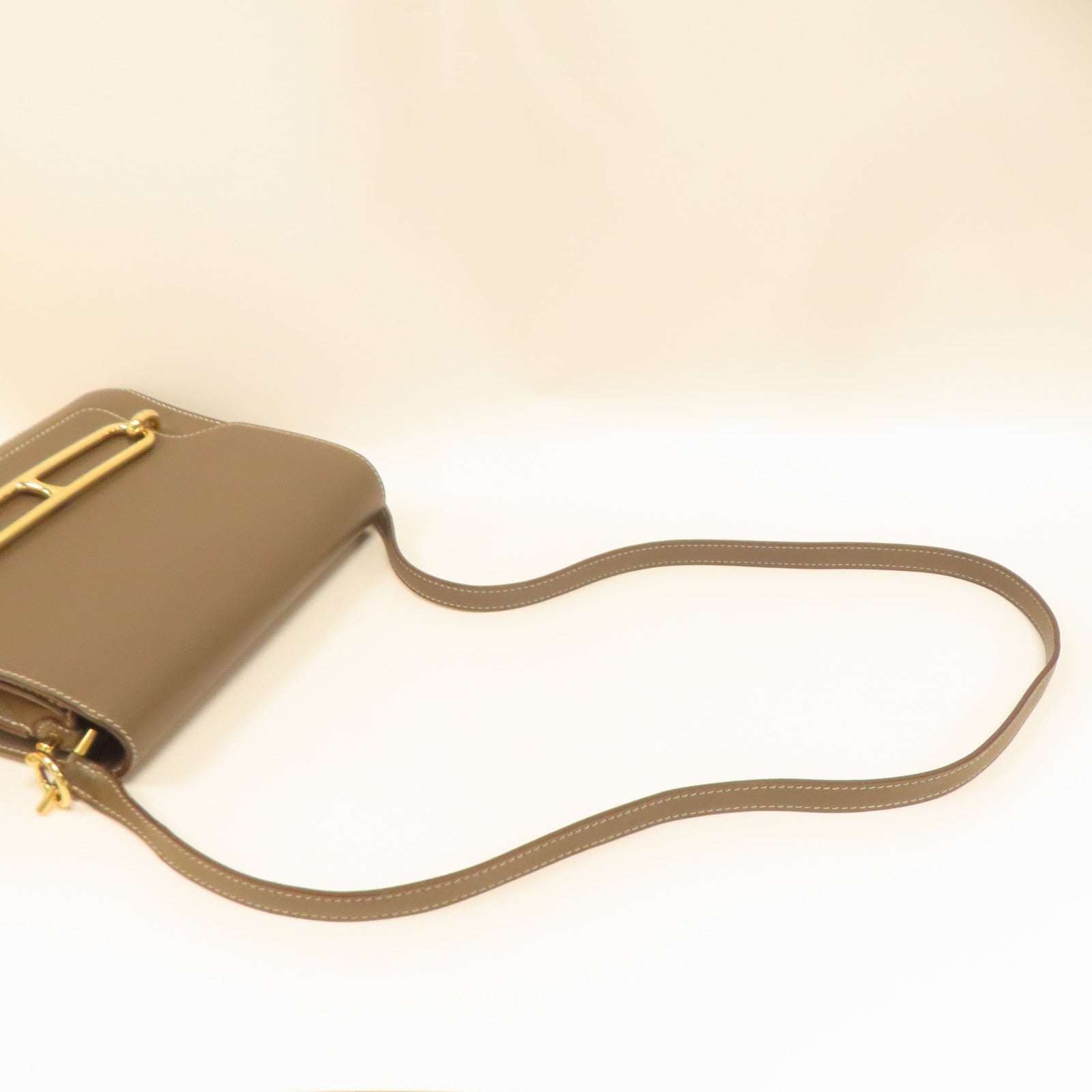 HERMES Evercolor皮革Roulis 23金扣肩背袋錫灰色