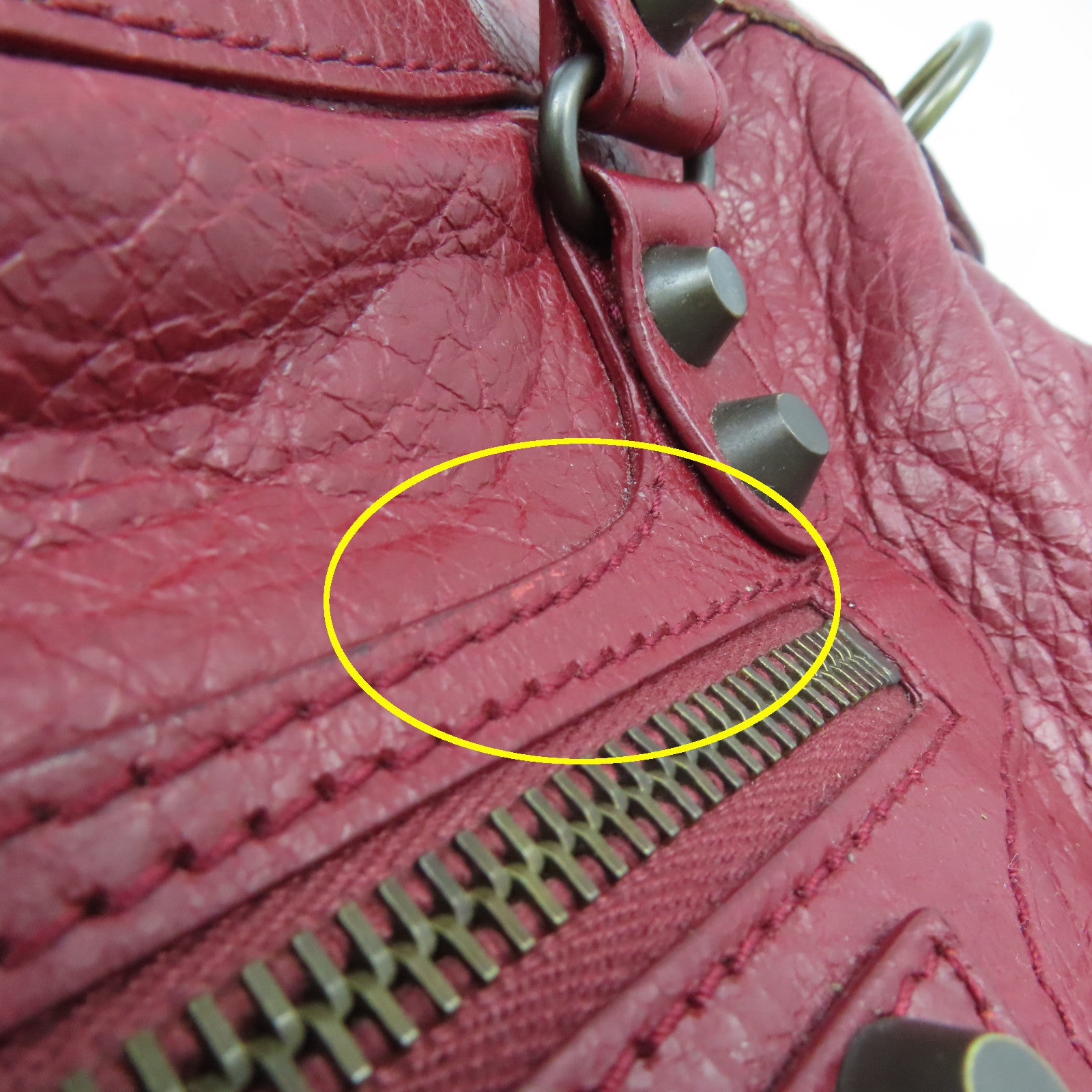 BALENCIAGA 牛皮皮革Mini City手挽肩背兩用袋紅色