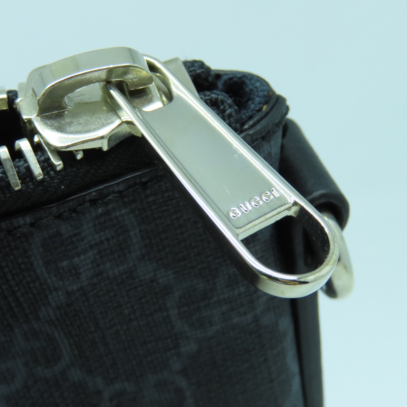 GUCCI 涂层皮革Shoulder Bag银扣肩背袋黑色