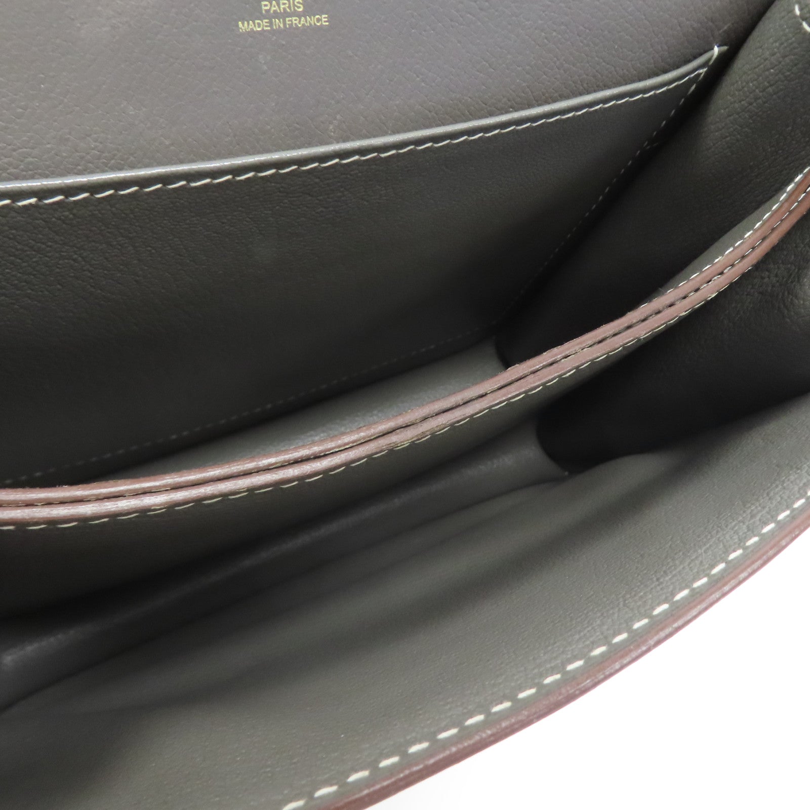 HERMES Evercolor皮革Roulis 23金扣肩背袋錫灰色