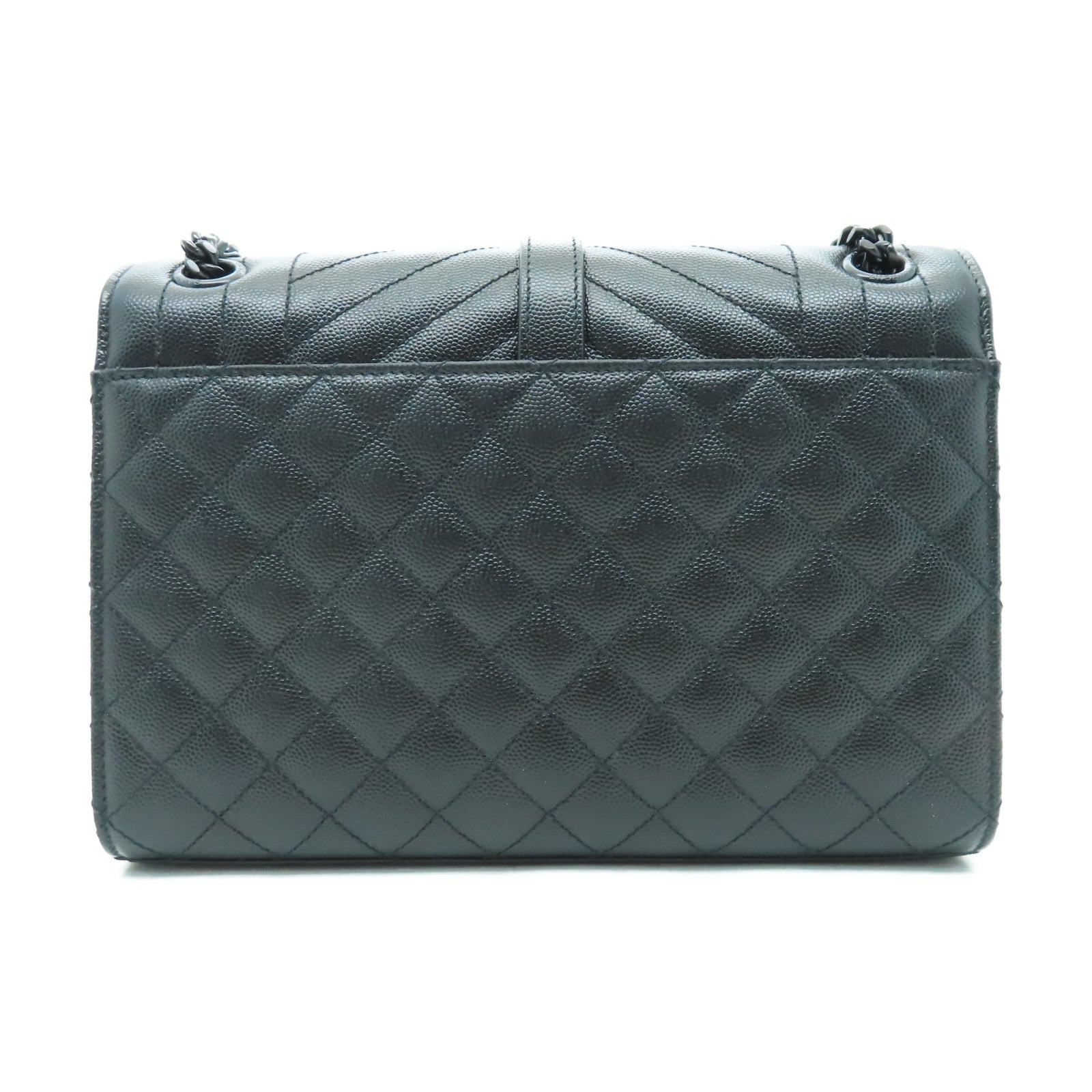 YVES SAINT LAURENT 牛皮皮革Envelope Flap Bag Medium黑扣鏈帶肩背袋黑色
